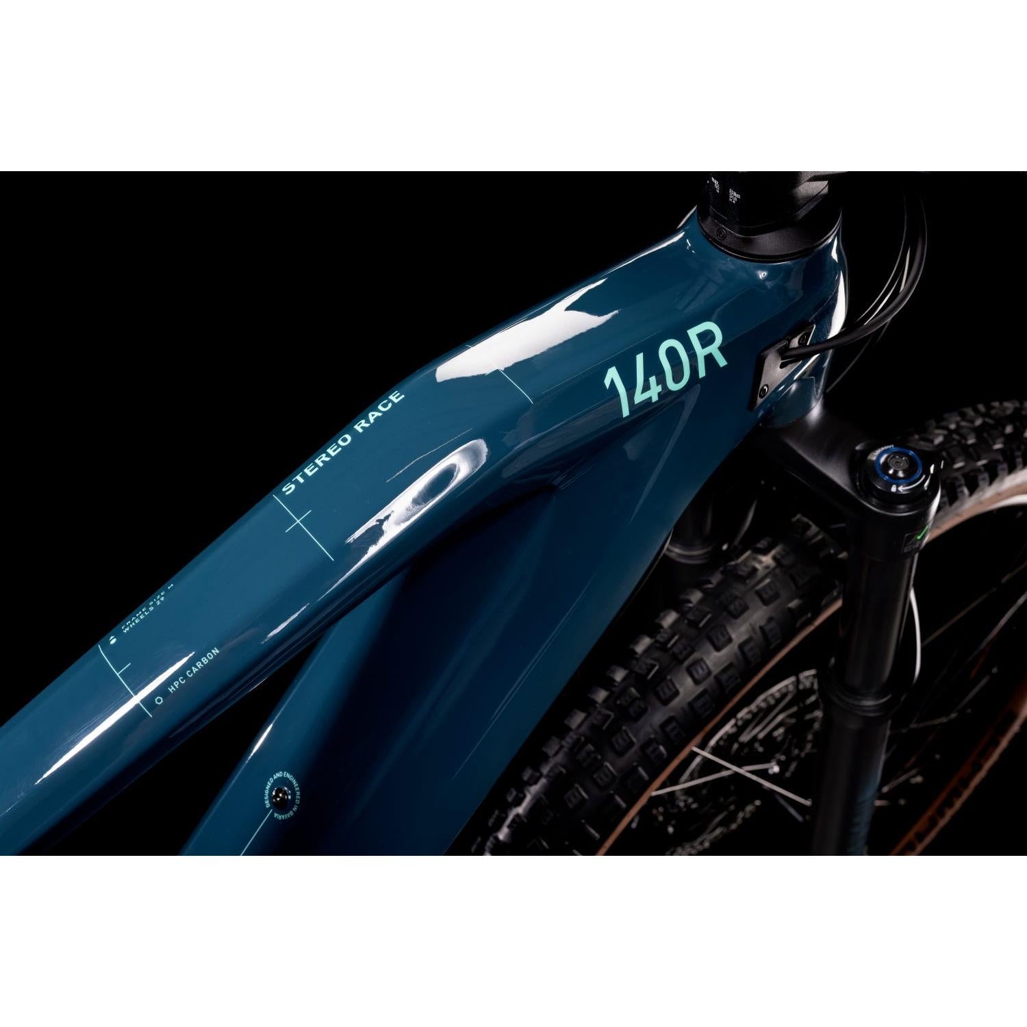Cube Stereo Hybrid 140 HPC Race 625 Electric Dual Suspension Mountain Bike Teal 'n' Mint