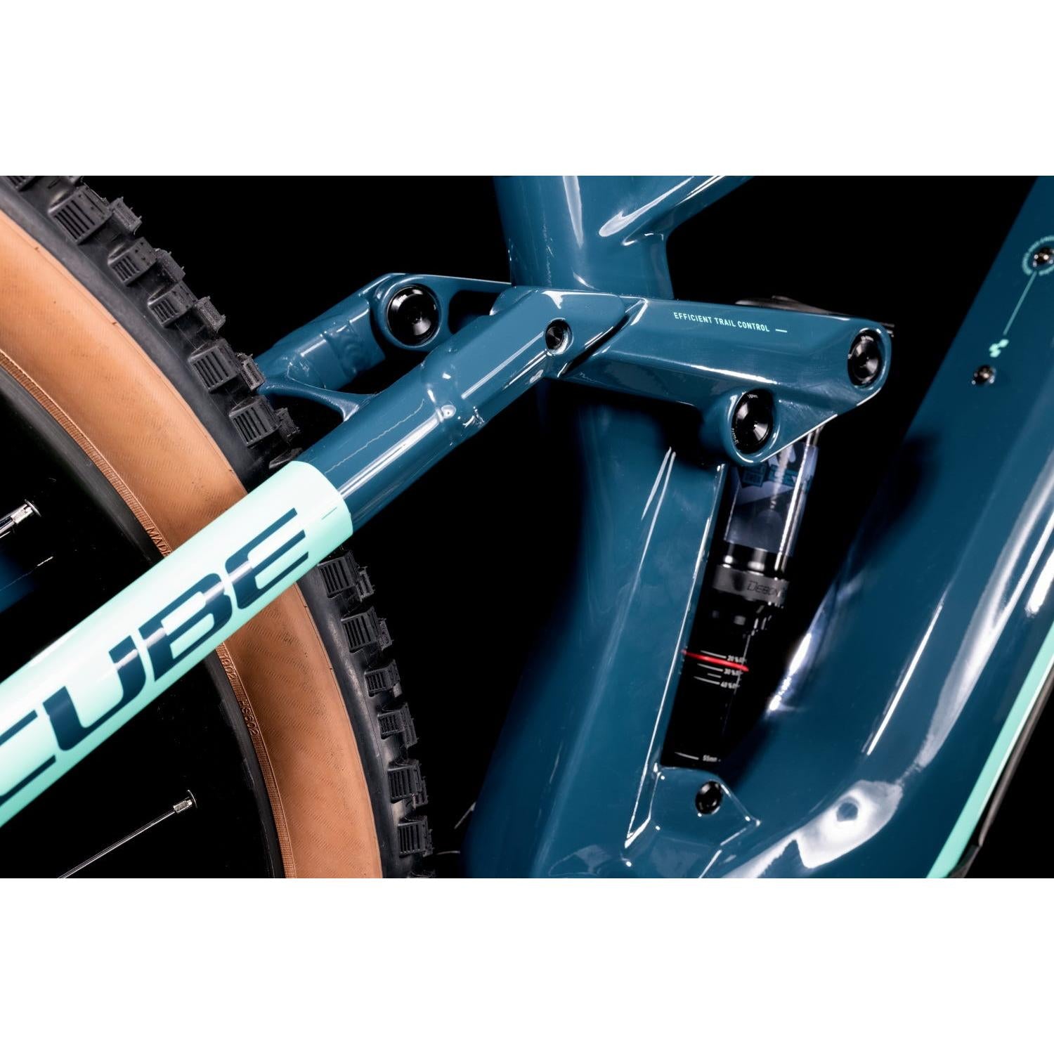 Cube Stereo Hybrid 140 HPC Race 625 Electric Dual Suspension Mountain Bike Teal 'n' Mint