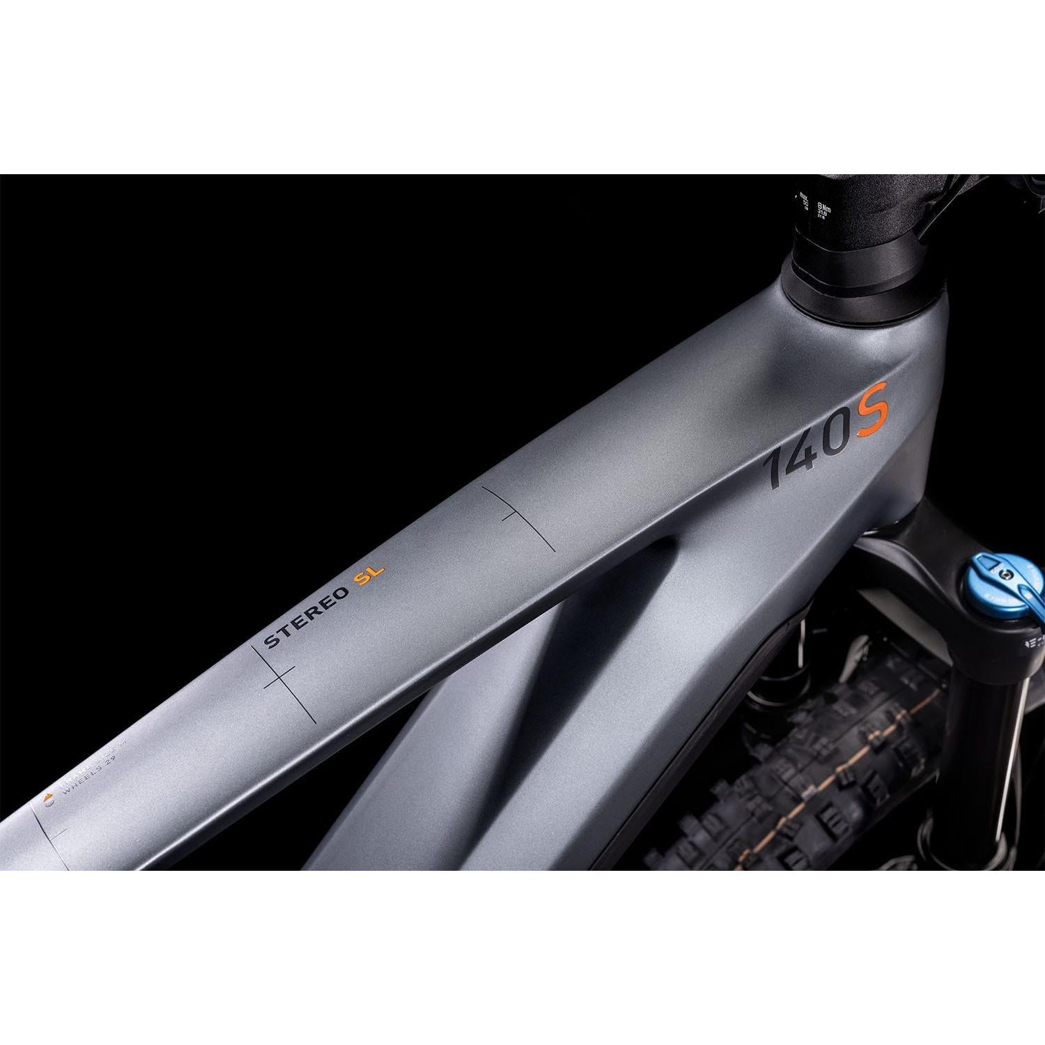 Cube Stereo Hybrid 140 HPC SL 625 Electric Dual Suspension Mountain Bike 27.5'' Grey 'n' Orange