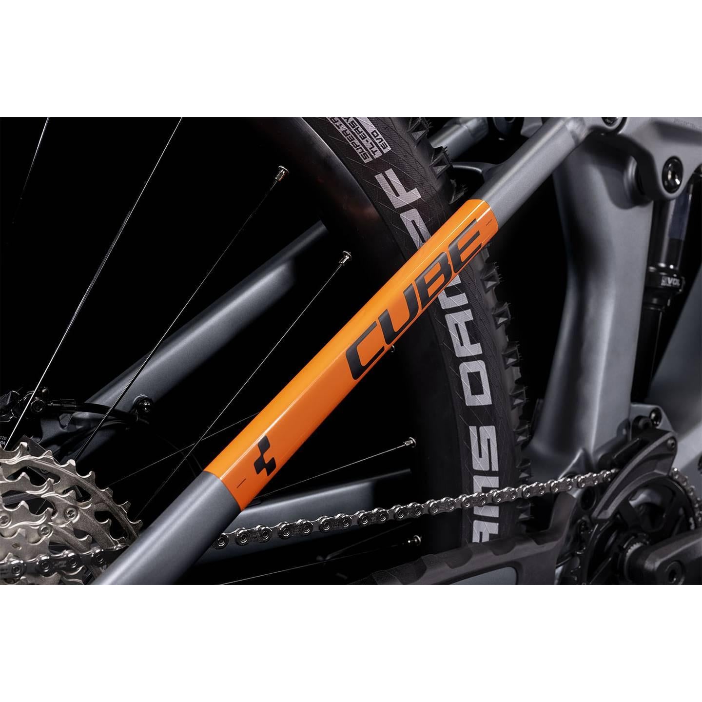 Cube Stereo Hybrid 140 HPC SL 750 Electric Dual Suspension Mountain Bike 29'' Grey 'n' Orange