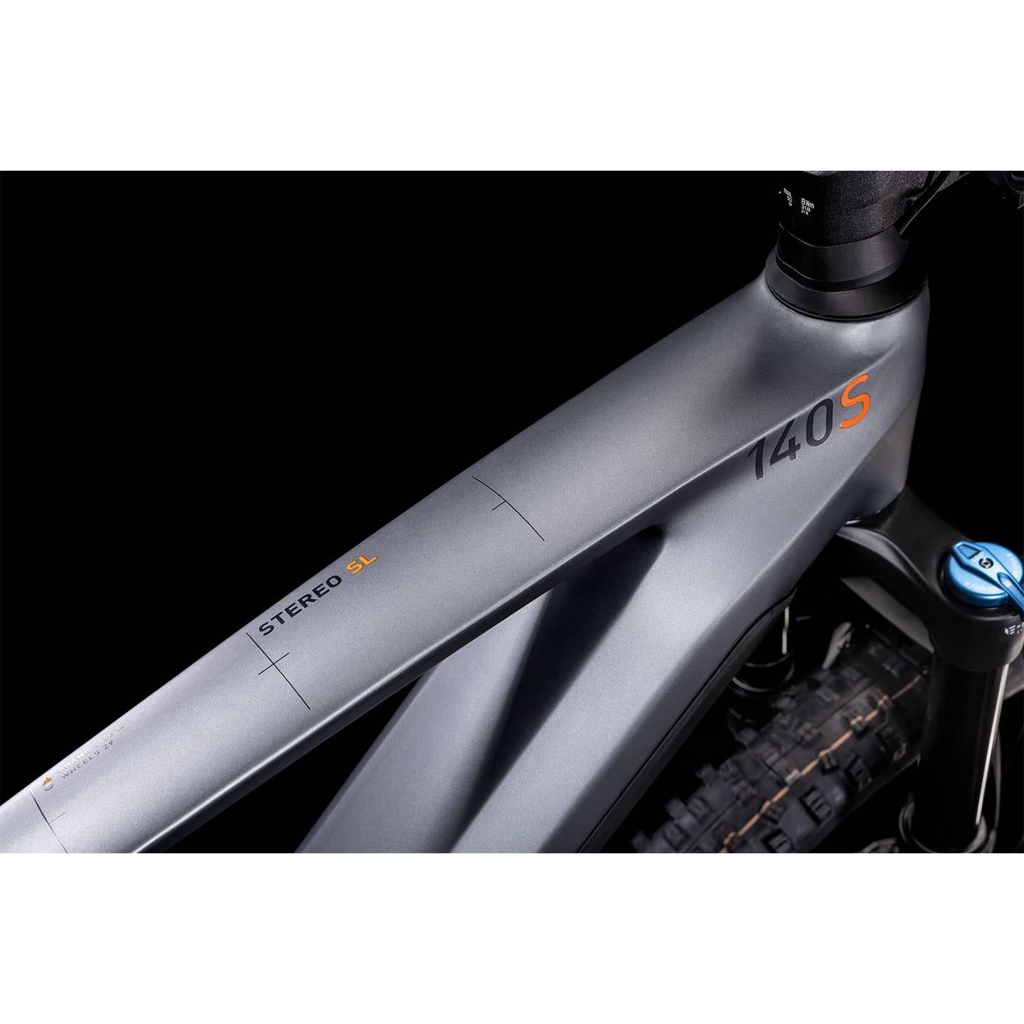Cube Stereo Hybrid 140 HPC SL 750 Electric Dual Suspension Mountain Bike 29'' Grey 'n' Orange