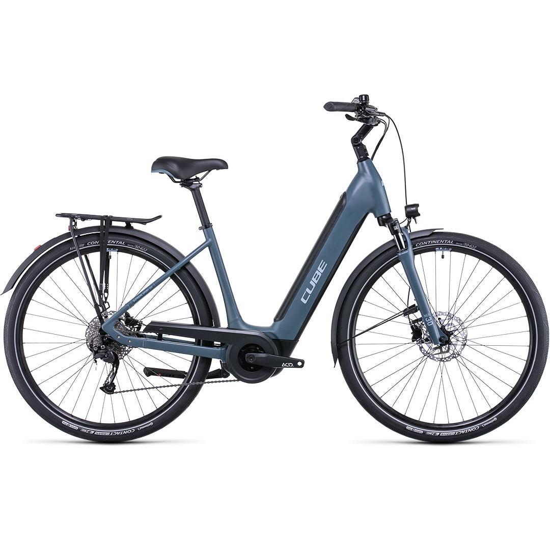 Cube Supreme Sport Hybrid ONE 400 EasyEntry Electric Hybrid Bike Grey Blue 'n' Blue