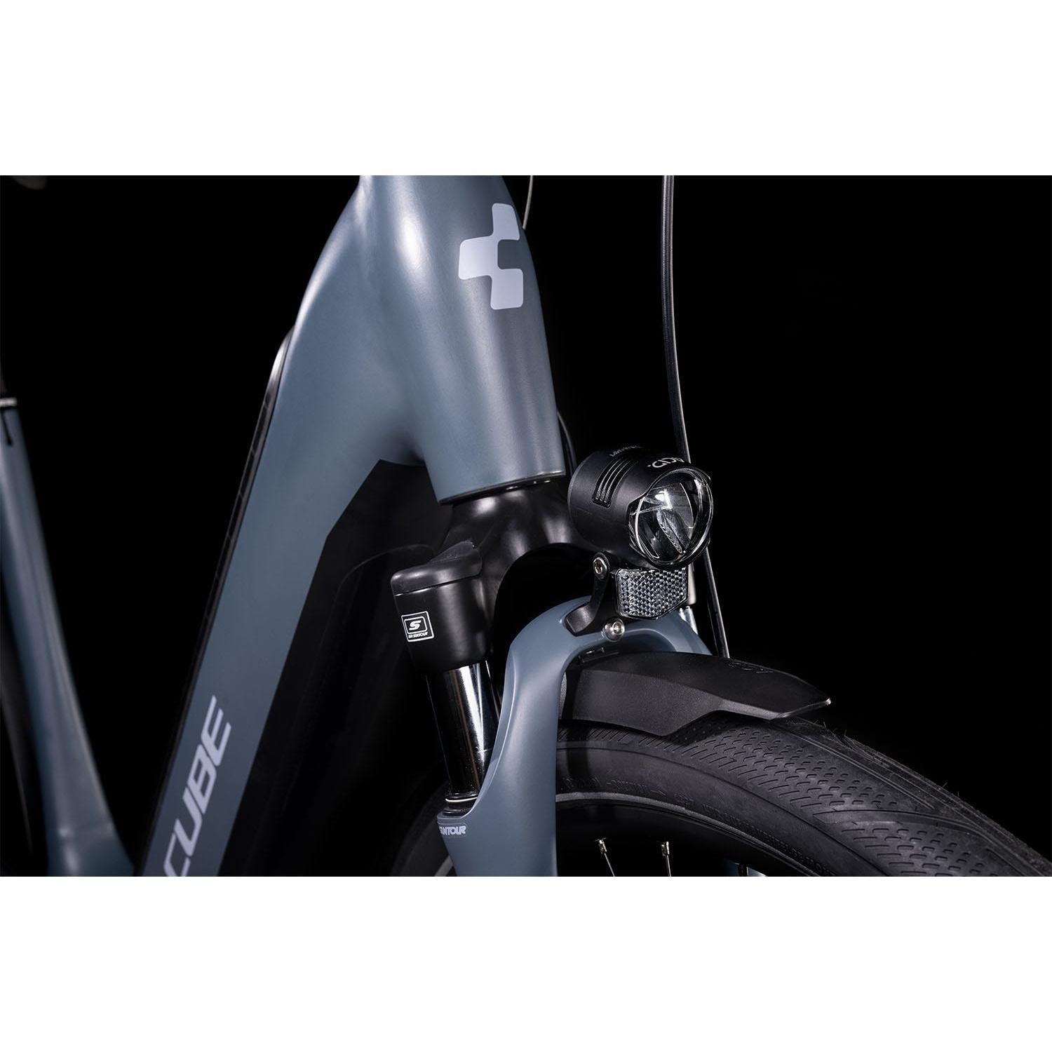 Cube Supreme Sport Hybrid ONE 400 EasyEntry Electric Hybrid Bike Grey Blue 'n' Blue