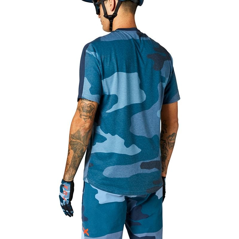 FOX Ranger Refuel DR Short Sleeve Jersey Blue Camo
