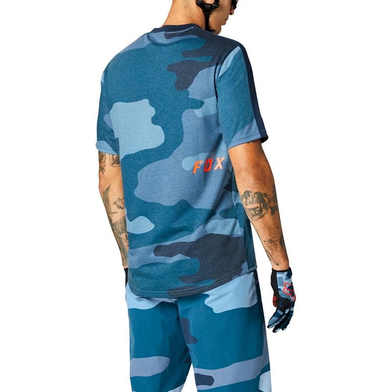 FOX Ranger Refuel DR Short Sleeve Jersey Blue Camo