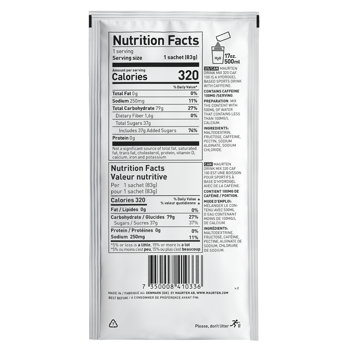 Maurten Drink Mix 320 Caf 1 Nutrition Hydration Mix 83g Sachet