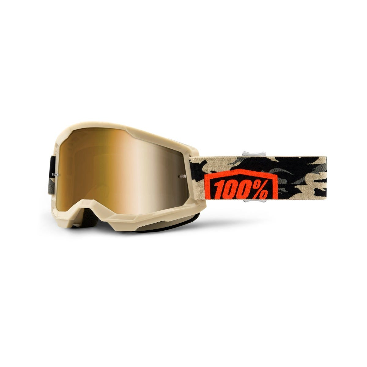 100% Strata 2 Goggles Kombat Camo/ True Gold Mirror Lens