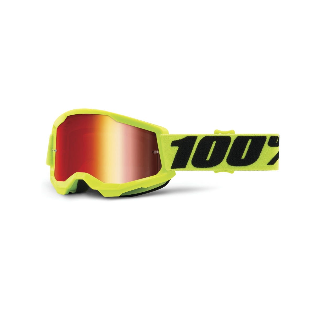 100% Strata 2 Junior Goggles Fluo/ Yellow/ Mirror Red Lens