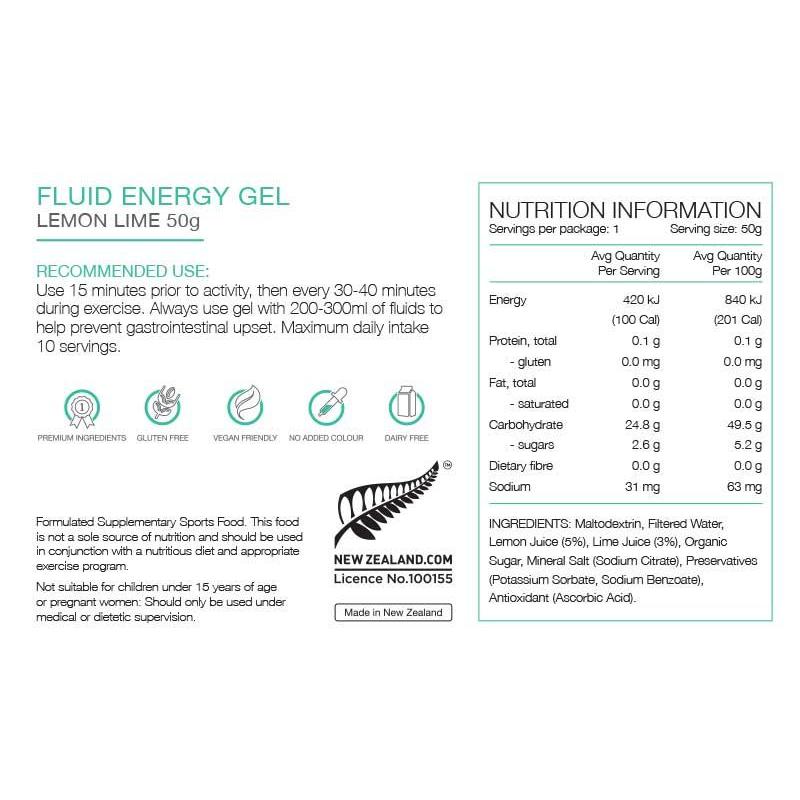 PURE Lemon Lime Fluid Energy Gel 50g