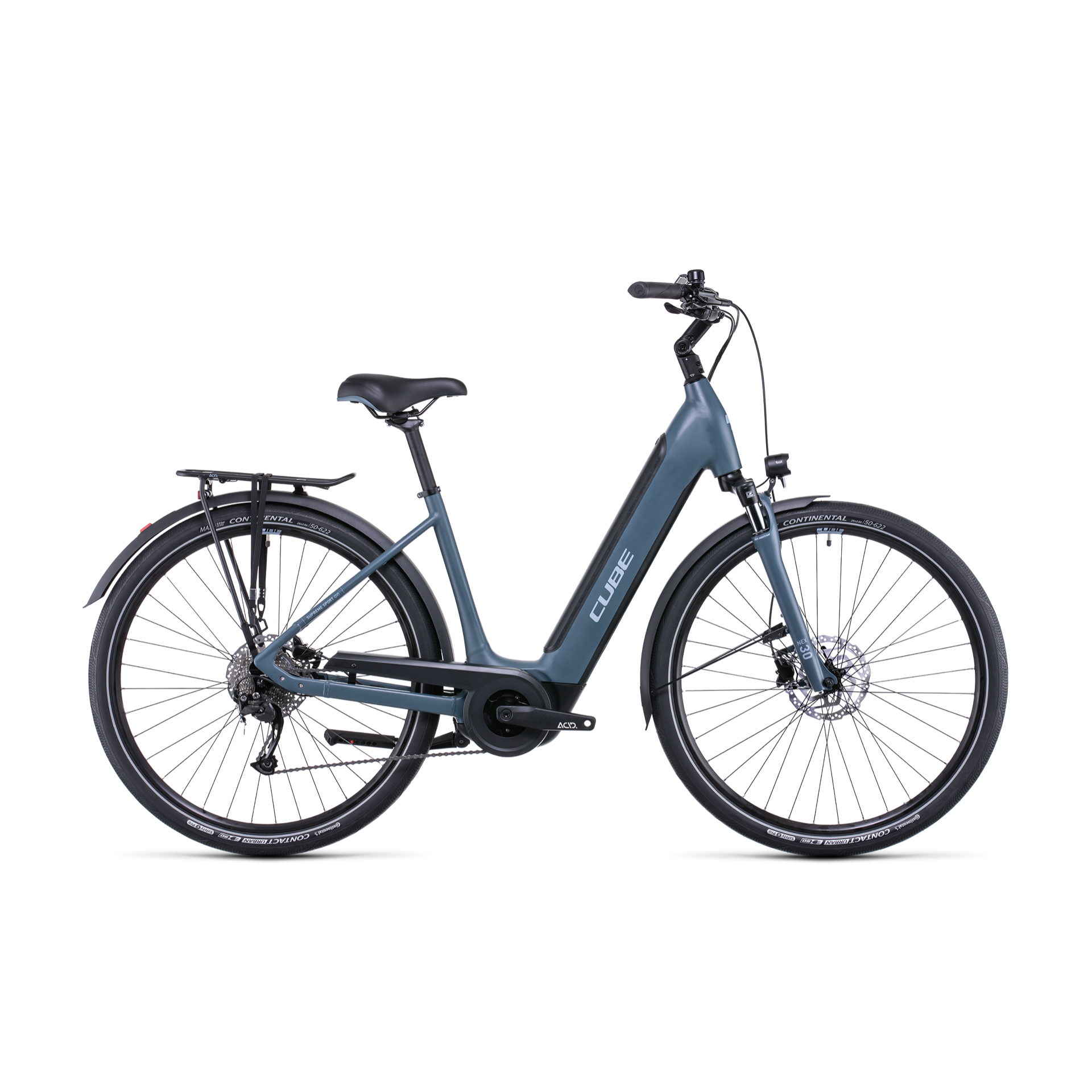 Cube Supreme Sport Hybrid 500 ONE EasyEntry Electric Hybrid Bike Grey Blue 'n' Blue