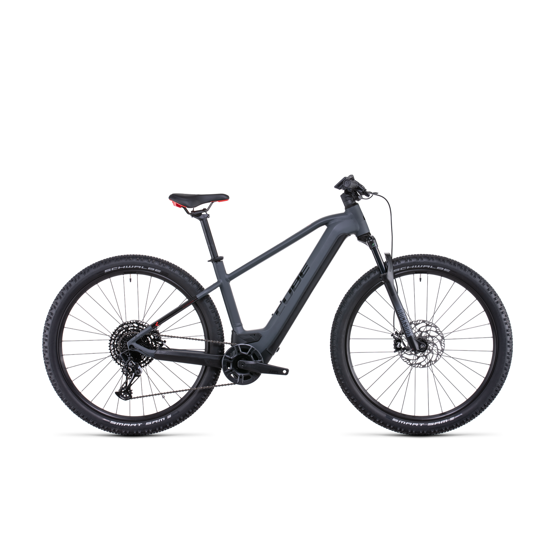 Cube Reaction Hybrid EXC 750 Electric Hardtail Mountain Bike Grey 'n' Red