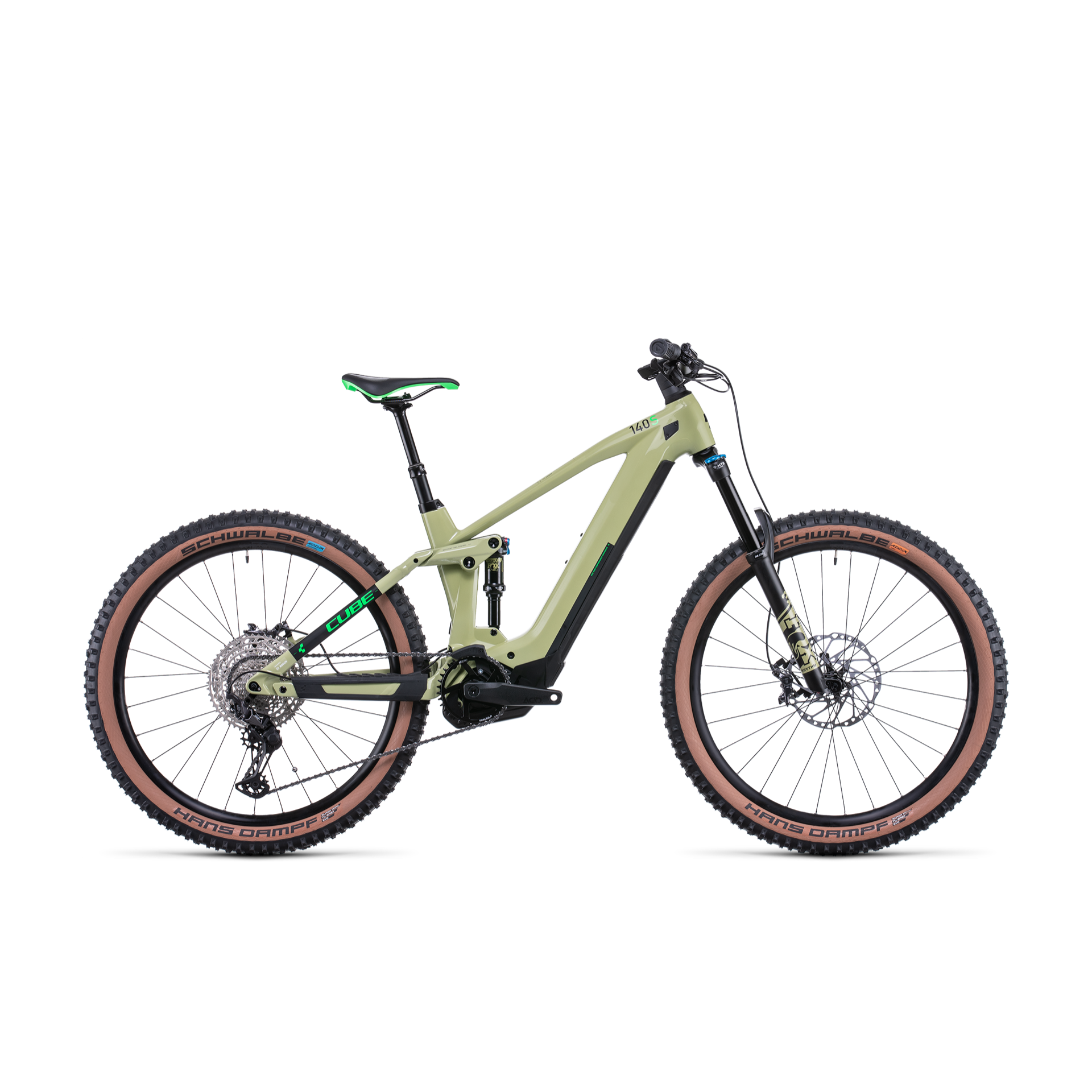 Cube Stereo Hybrid 140 HPC SL 625 Electric Dual Suspension Mountain Bike 27.5" Green 'n' Flash Green