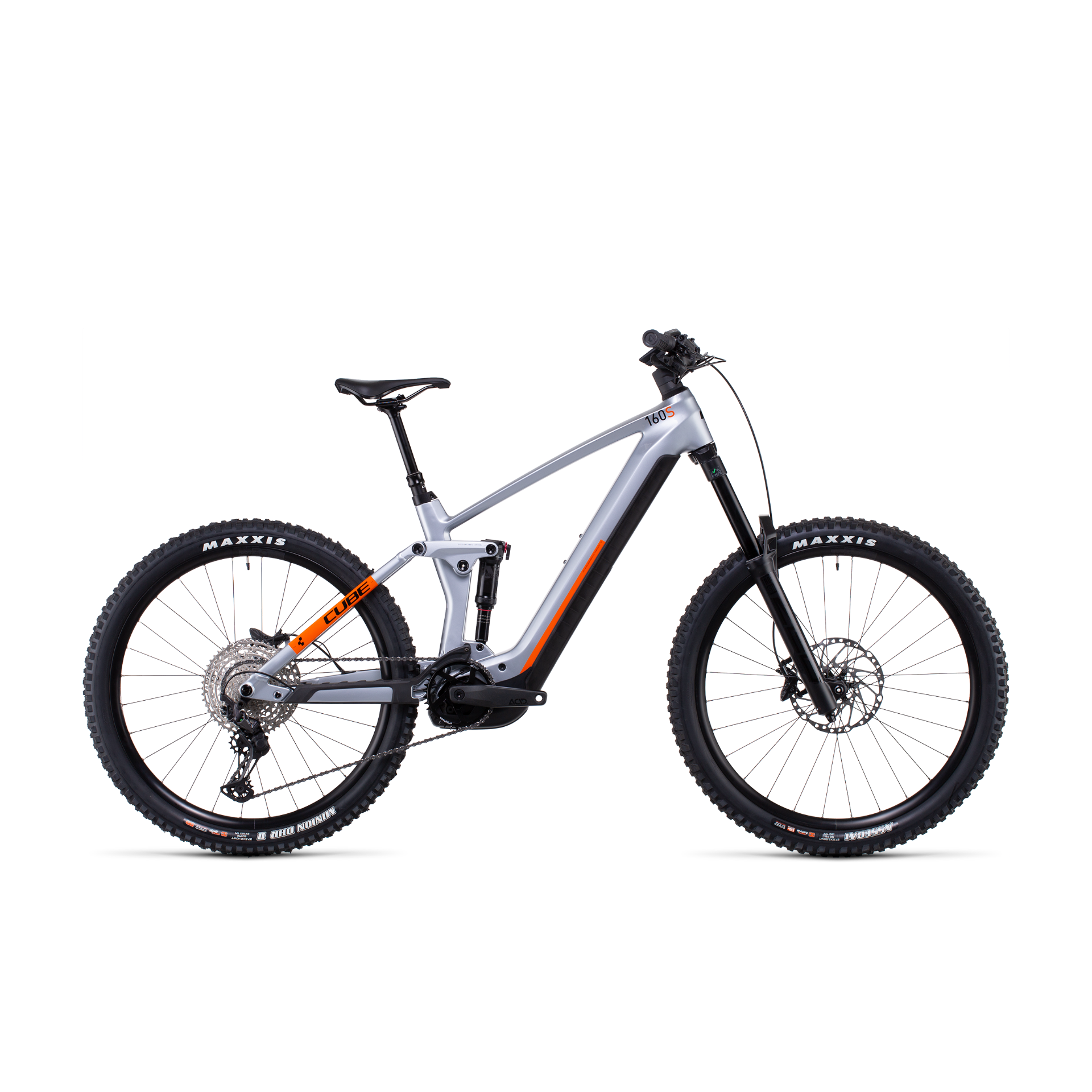 Cube Stereo Hybrid 160 HPC SL 750 27.5 Dual Suspension Electric Mountain Bike Polar Silver 'n' Orange