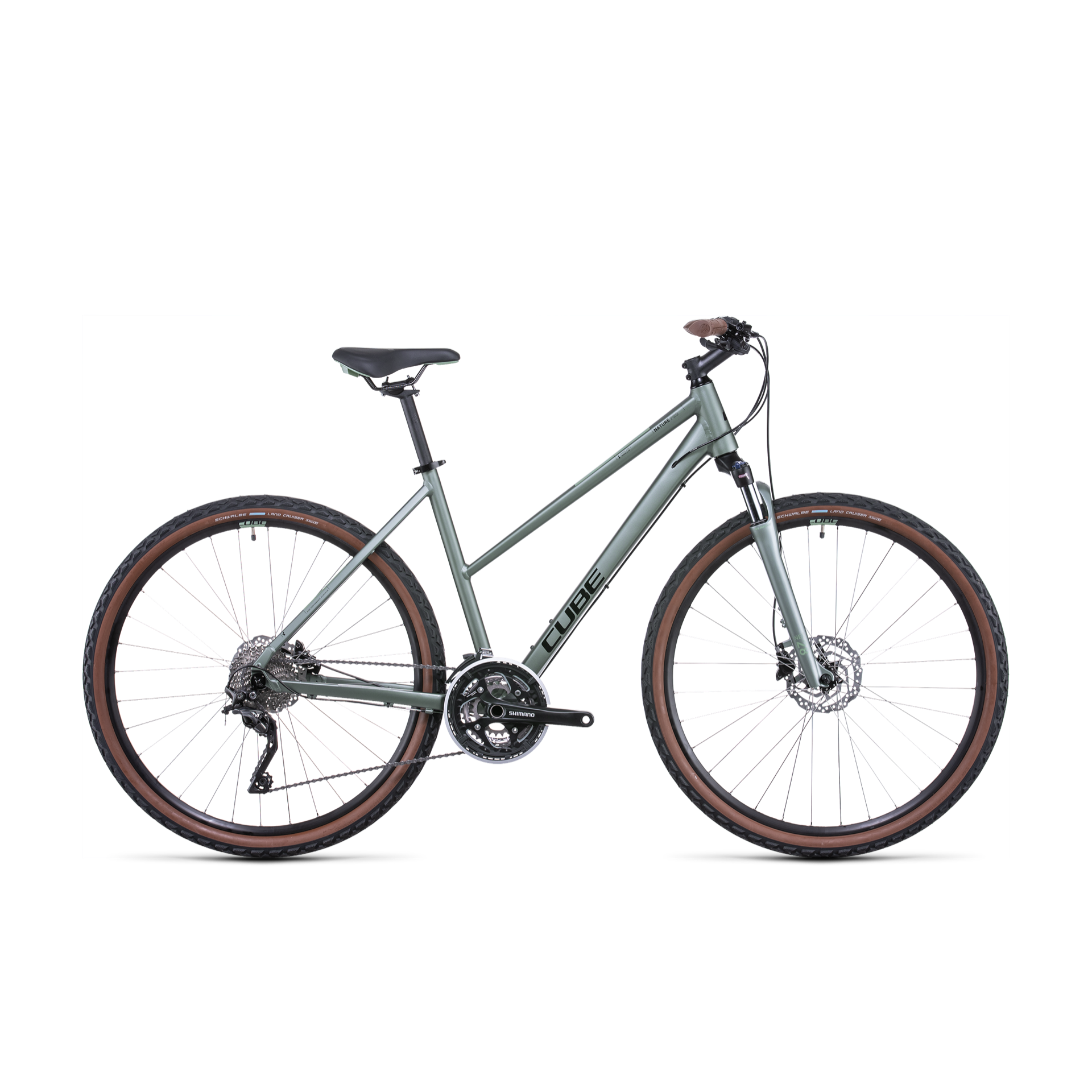 Cube Nature Pro Trapeze Hybrid Bike Silvergreen Black
