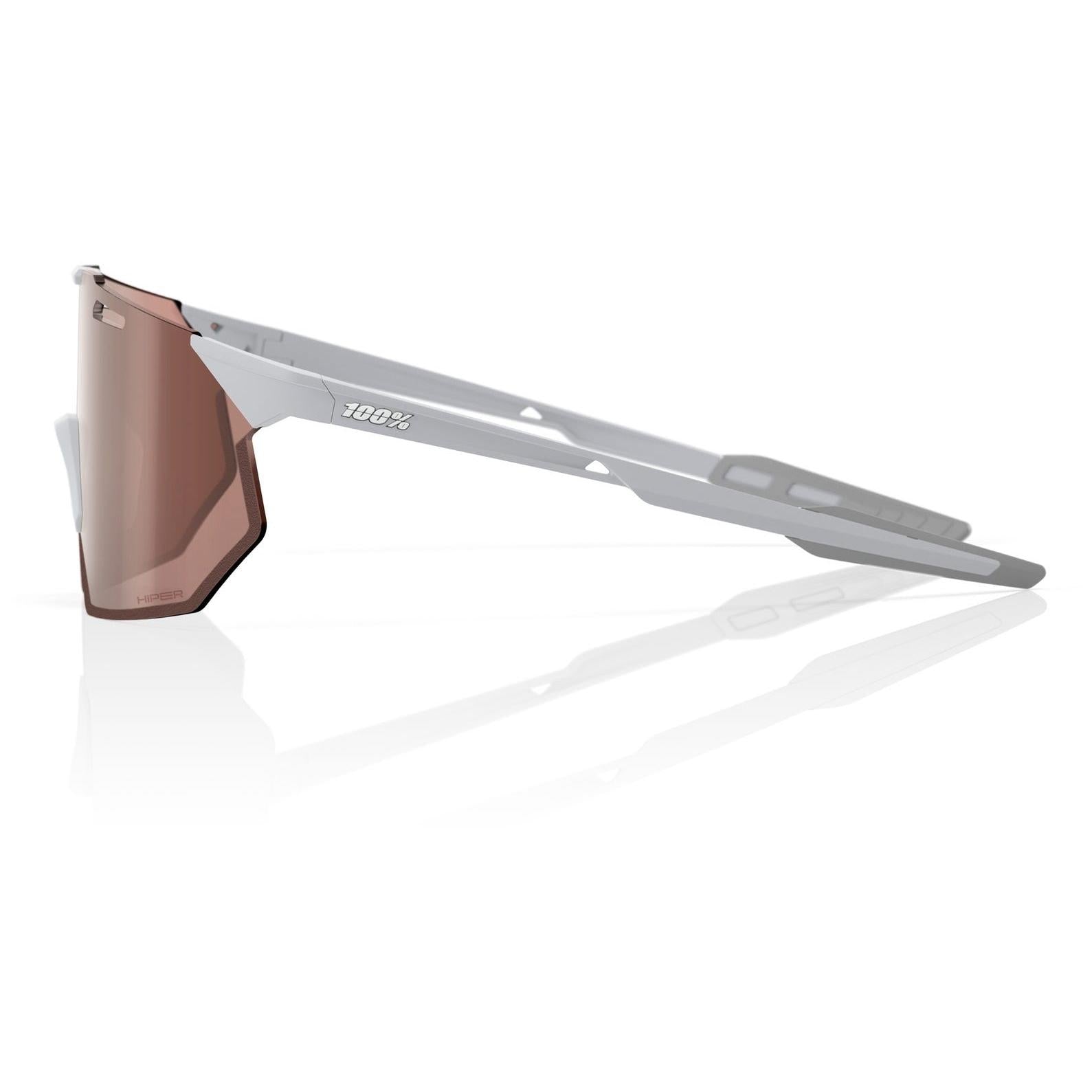 100% Hypercraft SQ Sunglasses Matte Stone Grey/Crimson Silver