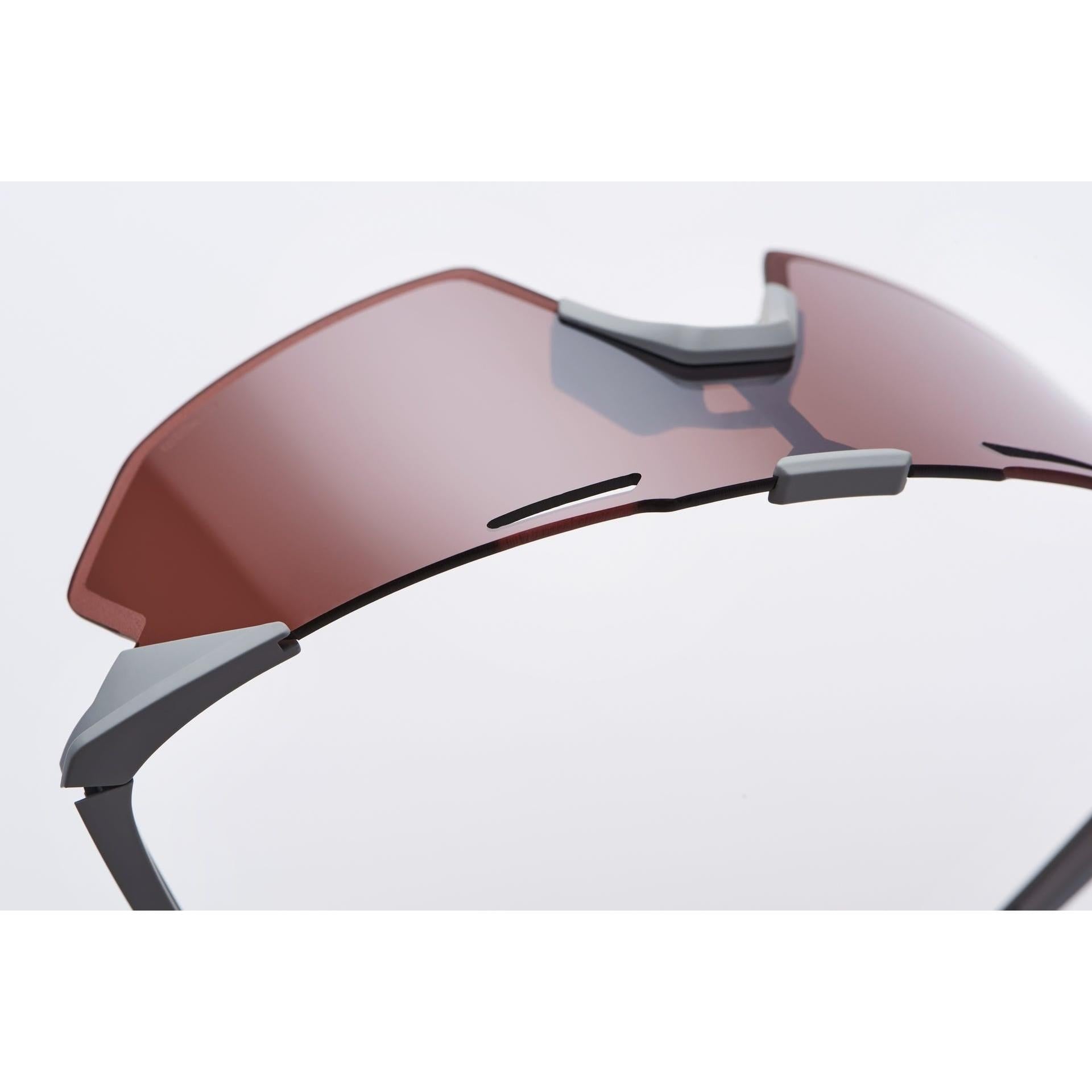 100% Hypercraft SQ Sunglasses Matte Stone Grey/Crimson Silver