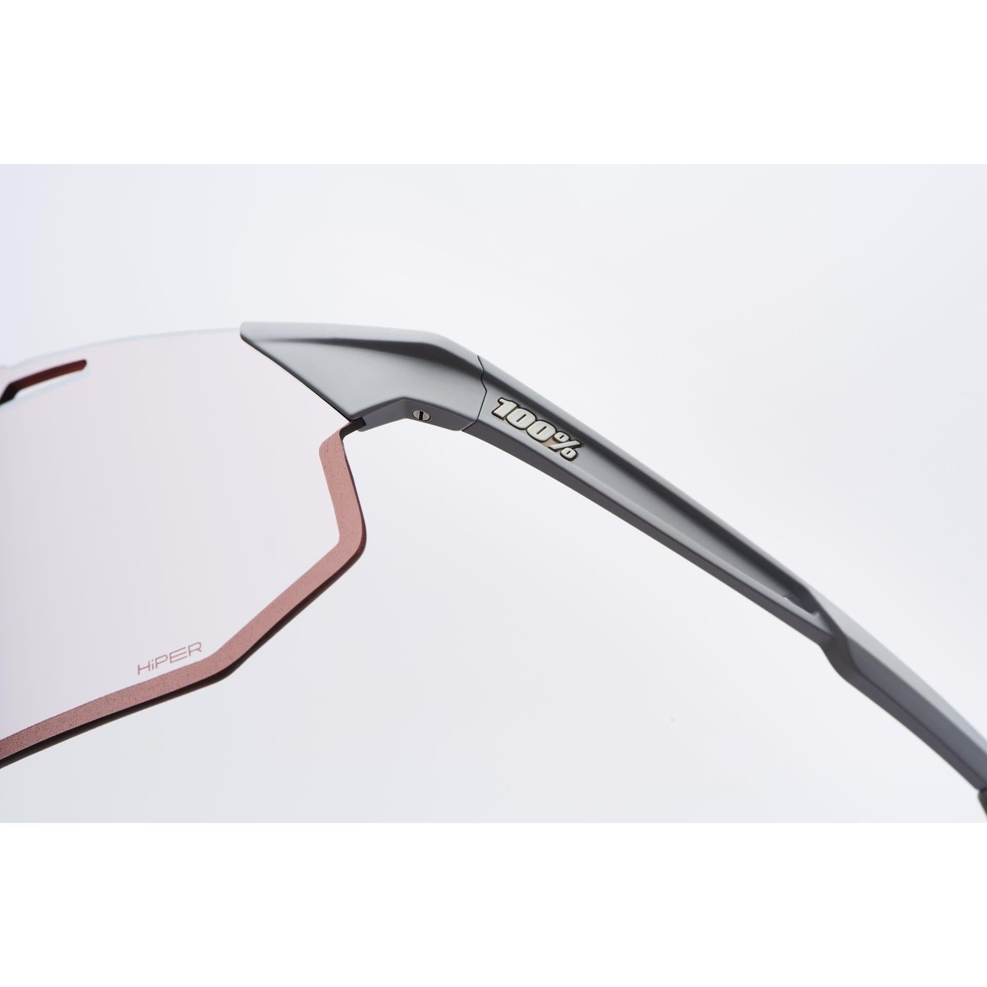 100% Hypercraft SQ Sunglasses Matte Stone Grey/Crimson Silver