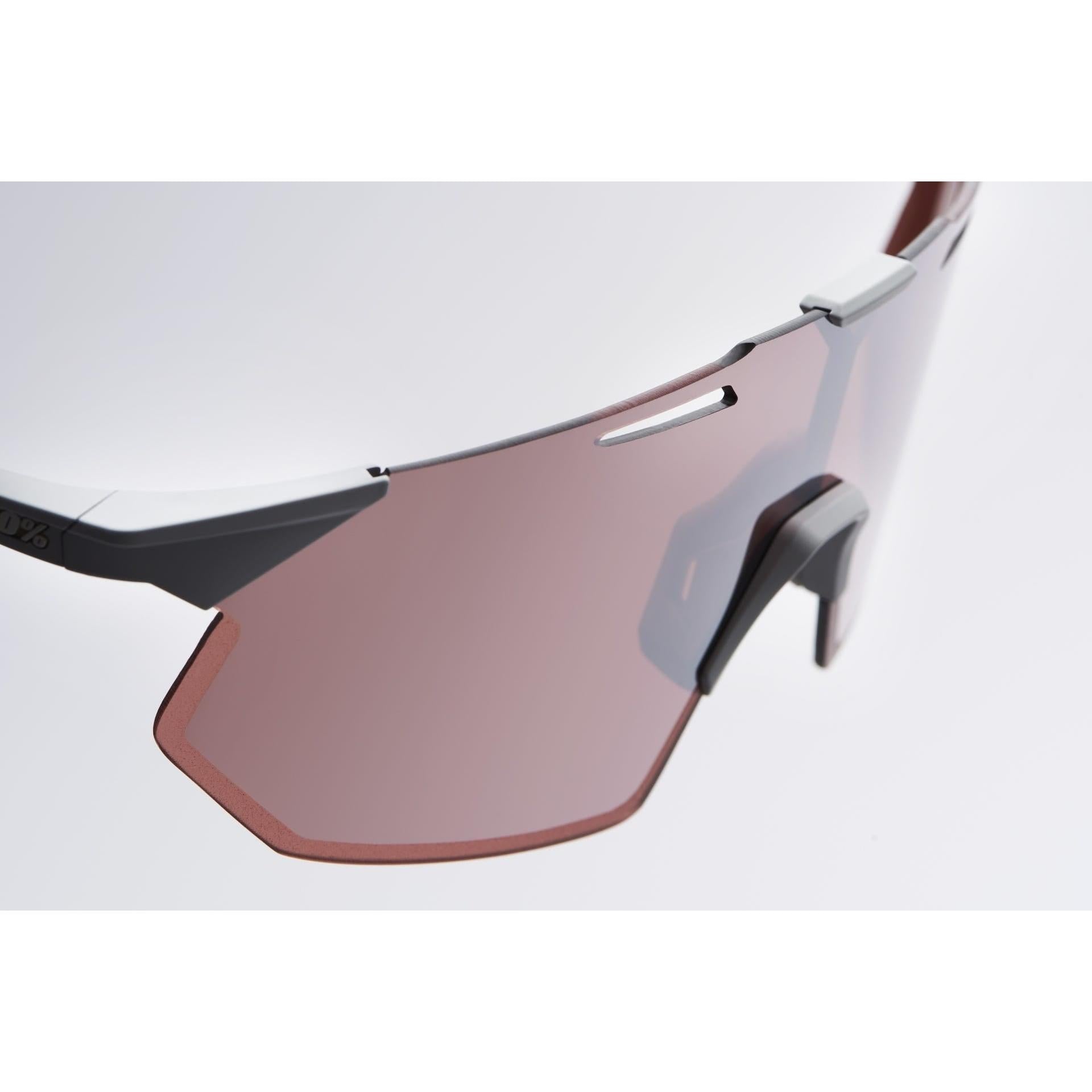 100% Hypercraft SQ Sunglasses Matte Stone Grey/Crimson Silver