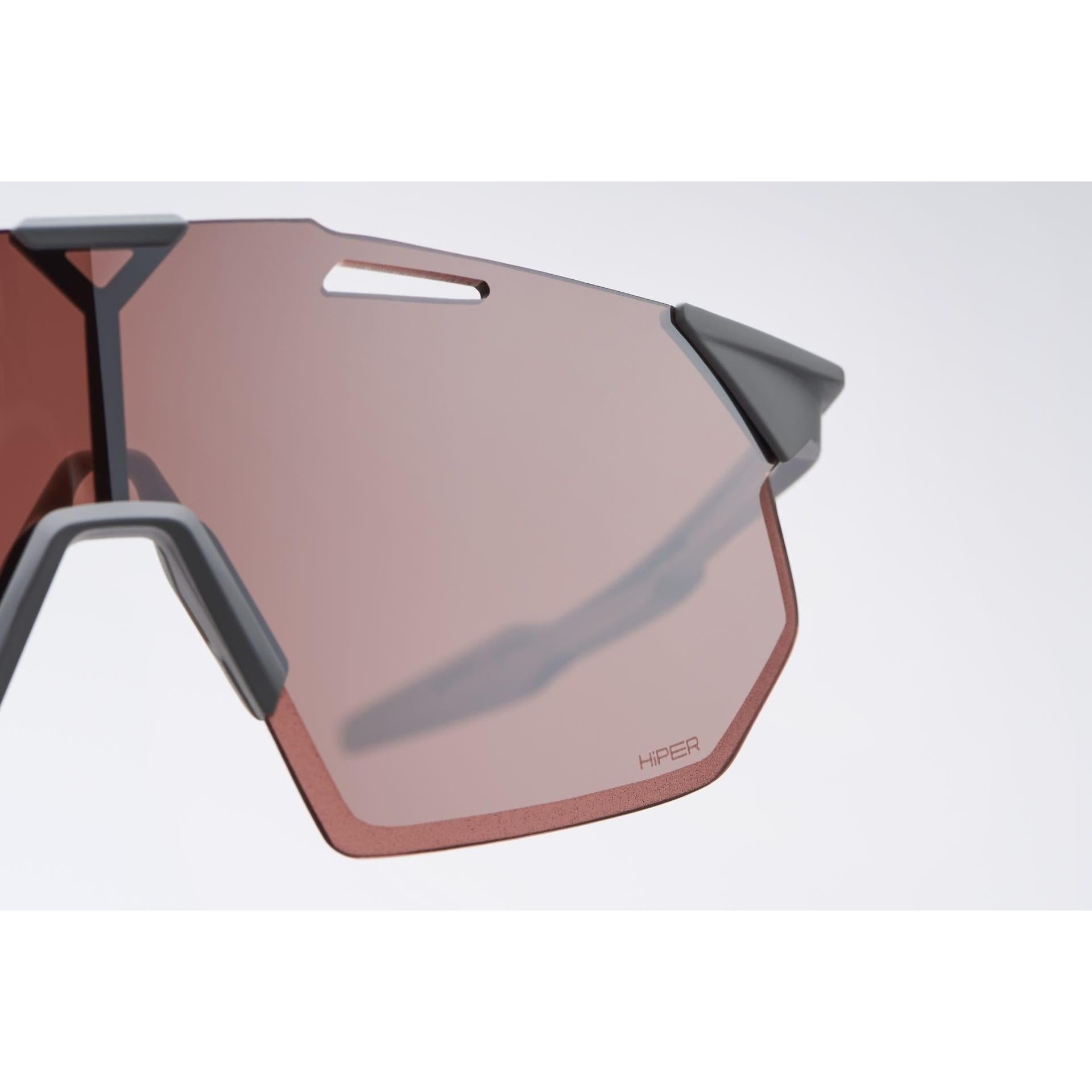 100% Hypercraft SQ Sunglasses Matte Stone Grey/Crimson Silver