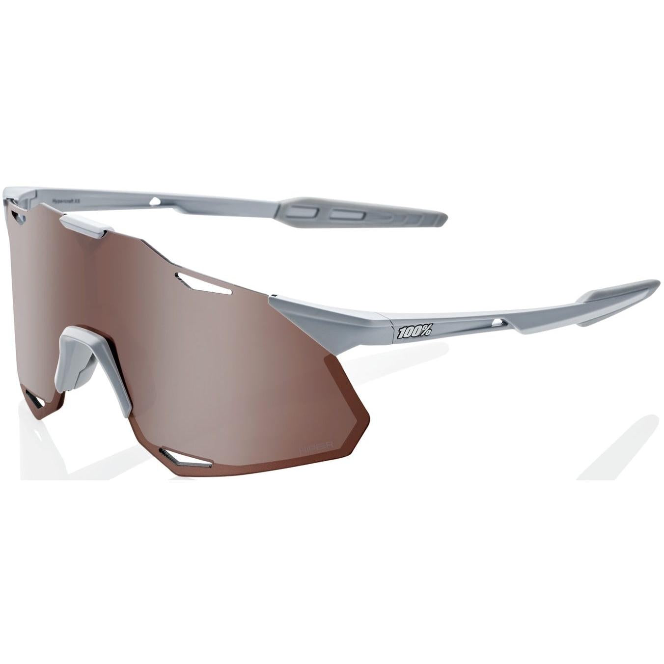 100% Hypercraft XS Sunglasses Matte Stone Grey - HiPER Crimson Silver Mirror Lens