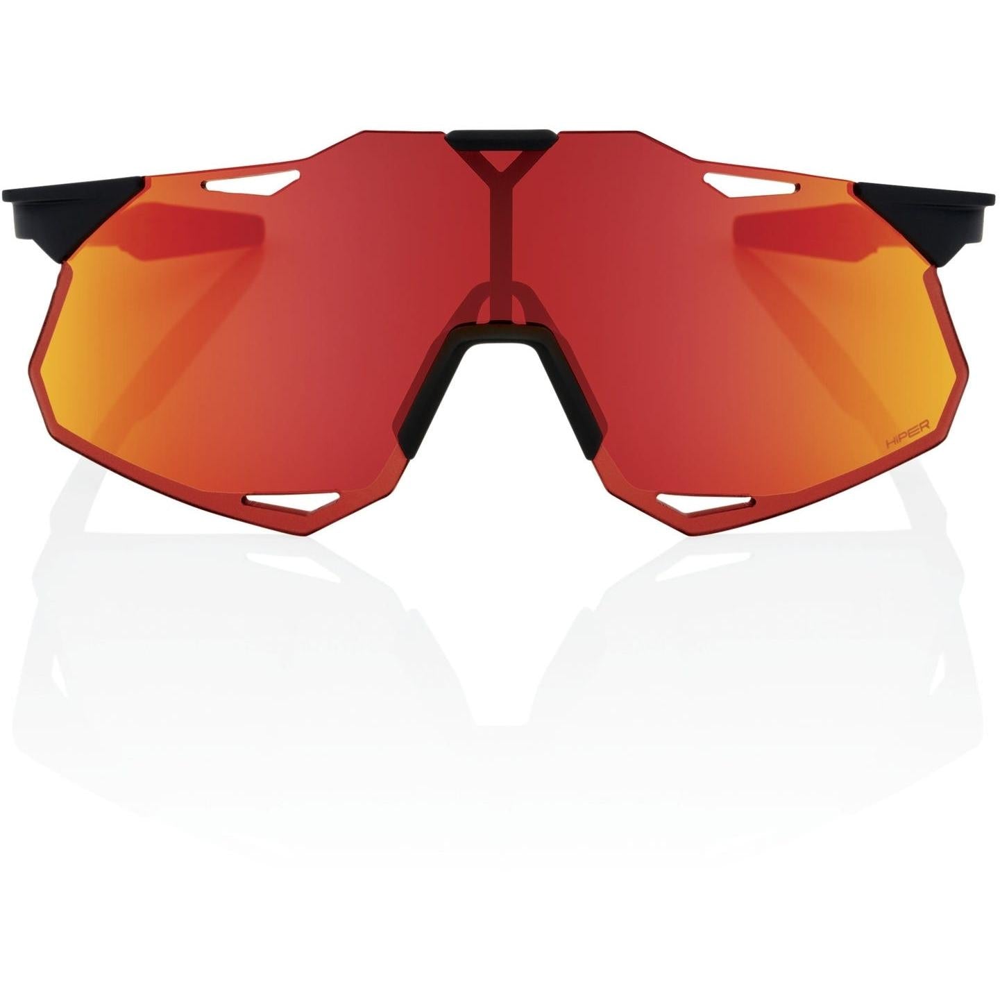 100% Hypercraft XS Sunglasses Soft Black Tack/Red Multilayer Mirror Lens