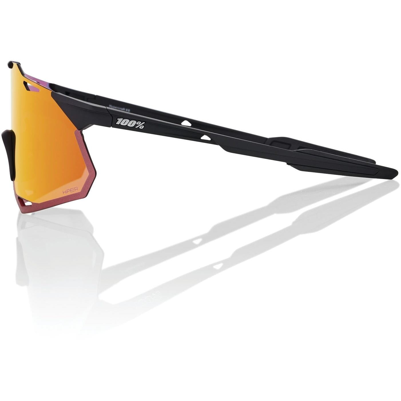 100% Hypercraft XS Sunglasses Soft Black Tack/Red Multilayer Mirror Lens