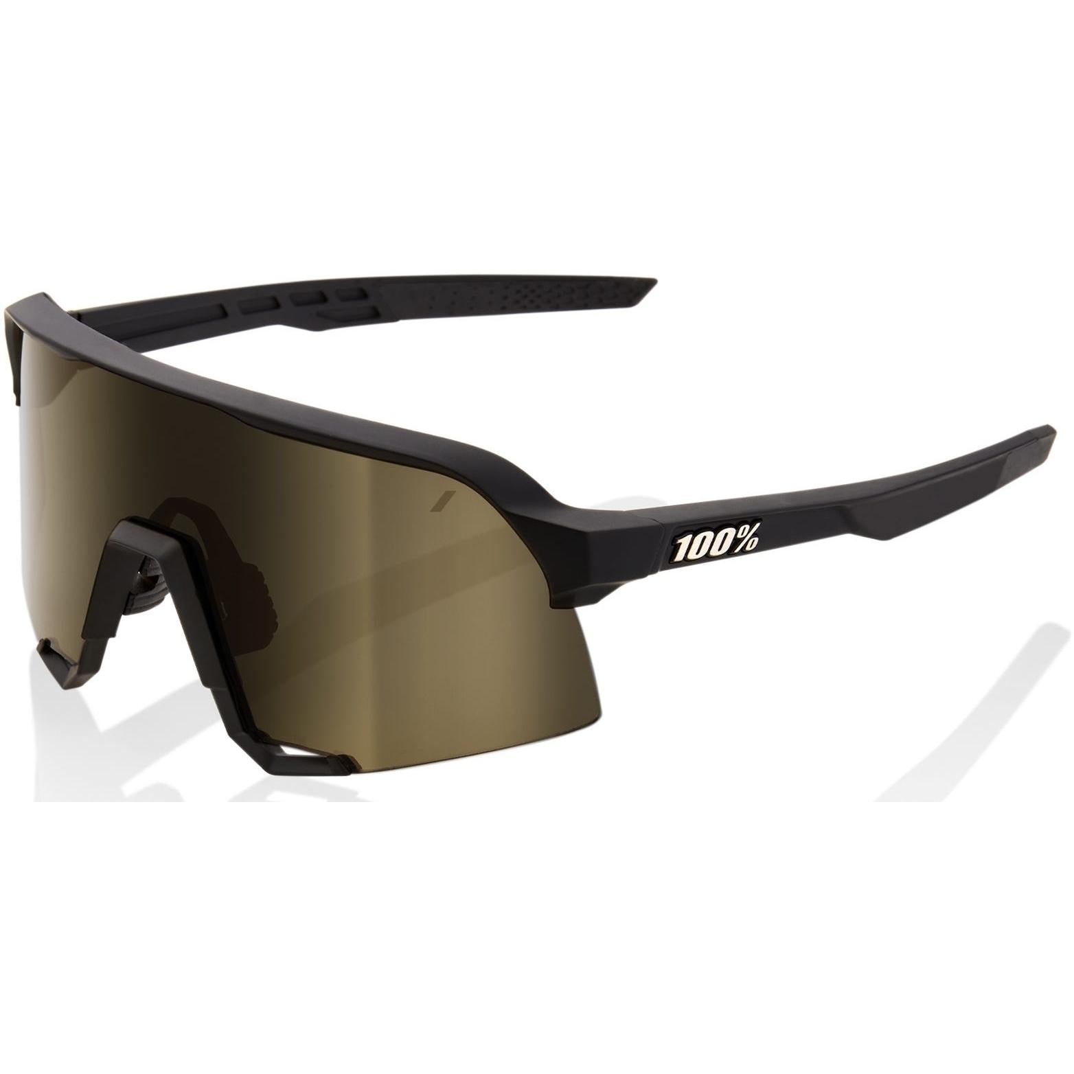 100% S3 Sunglasses Soft Tact Black - Soft Gold Mirror Lens