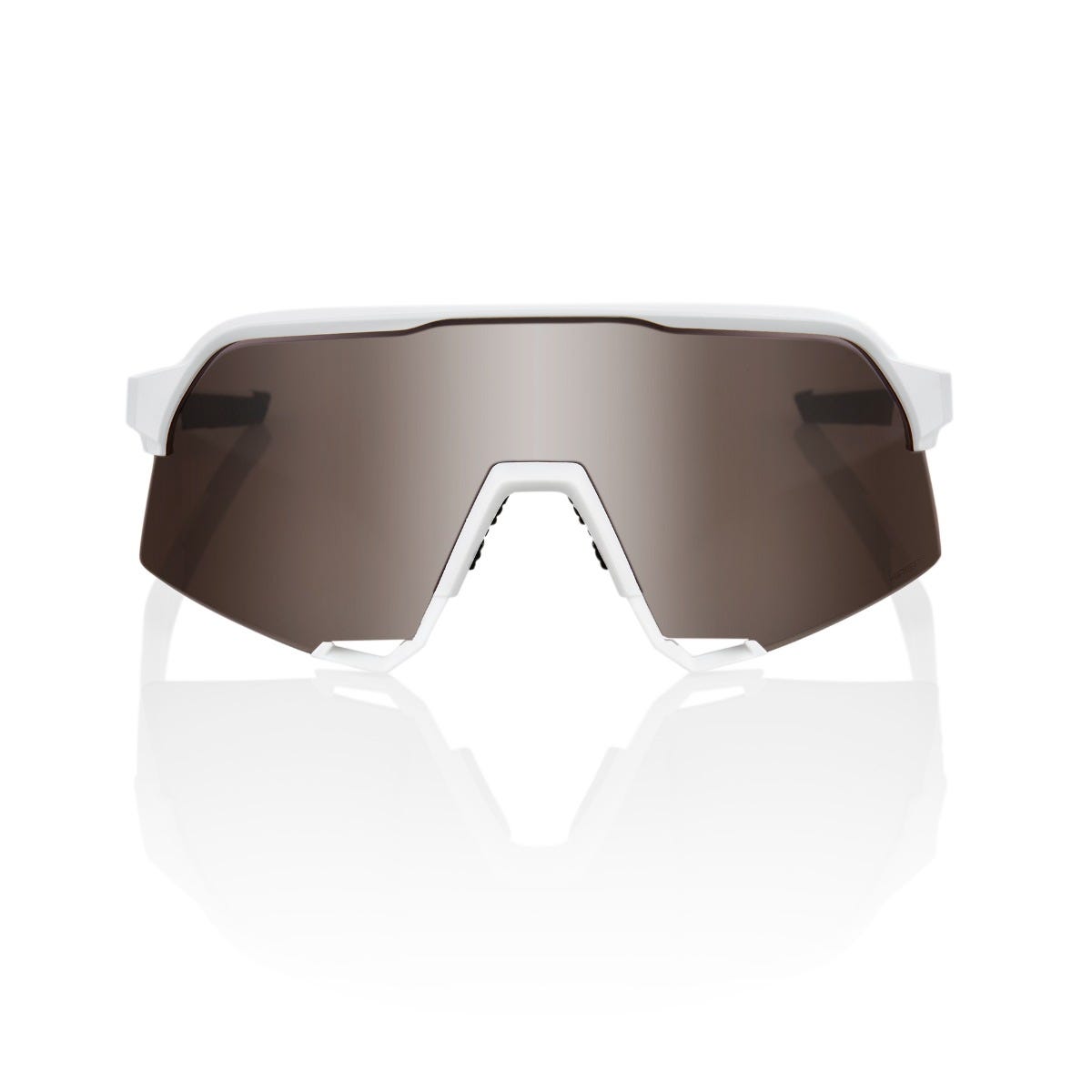 100% S3 Sunglasses Matte White with HiPer Silver Lens