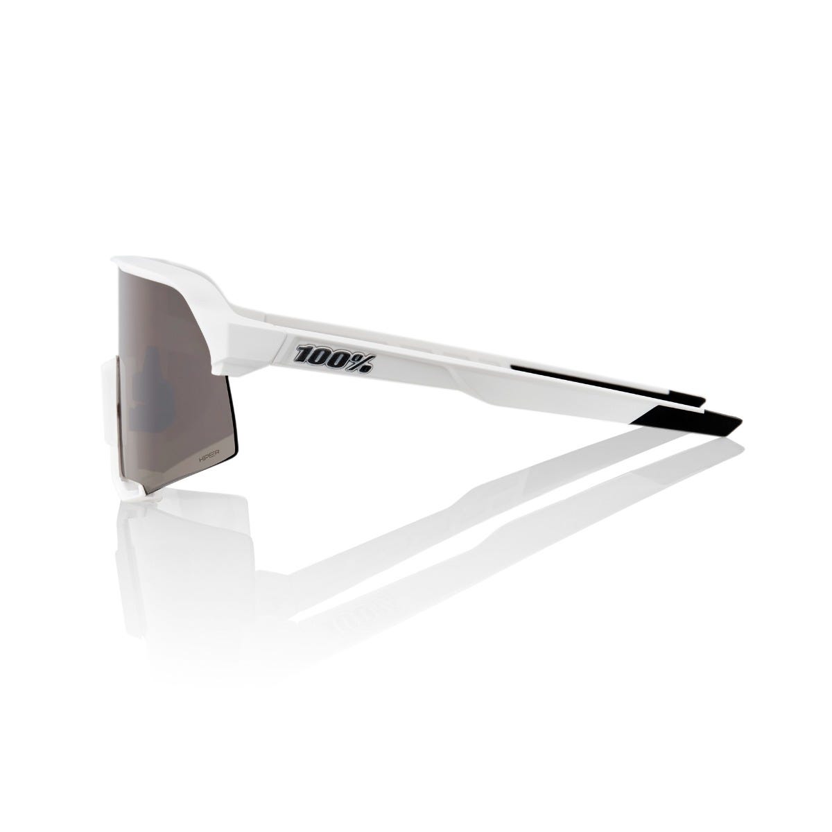 100% S3 Sunglasses Matte White with HiPer Silver Lens