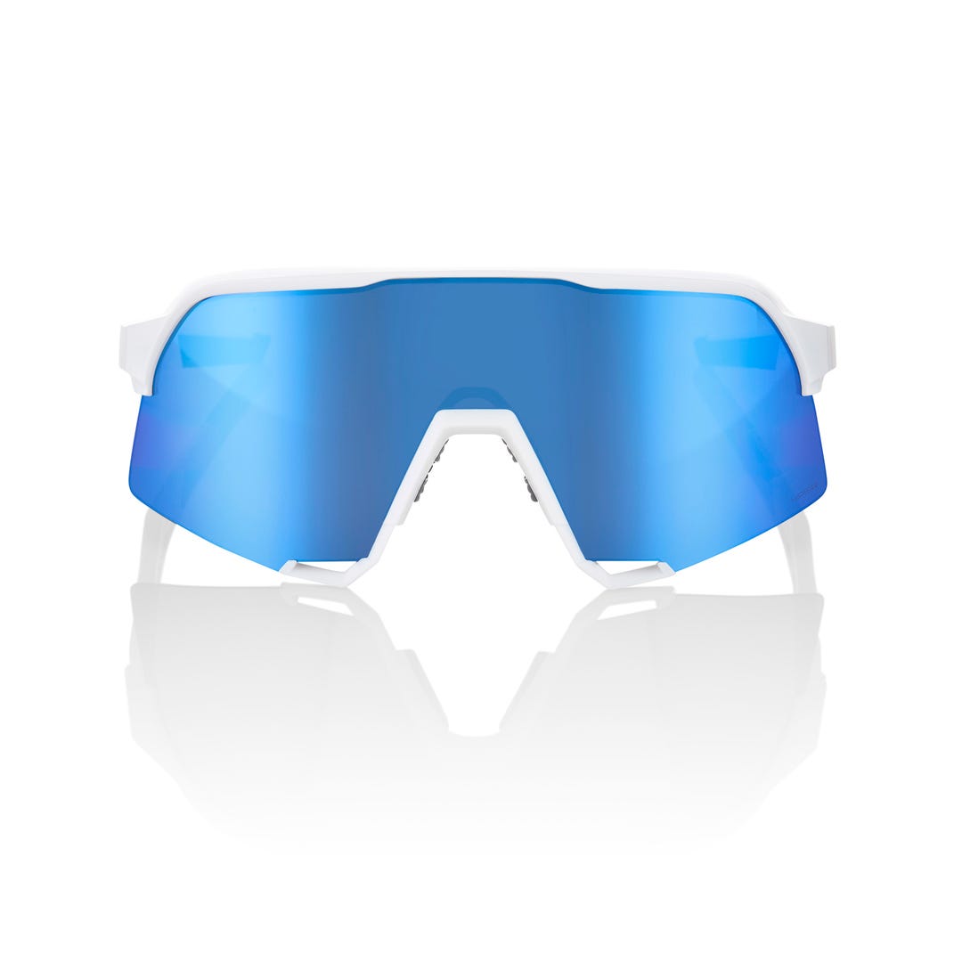 100% S3 Sunglasses White with HiPer Blue Lens