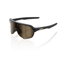 100% S2 Soft Tact Sunglasses Matte Black with Gold Mirror Lens