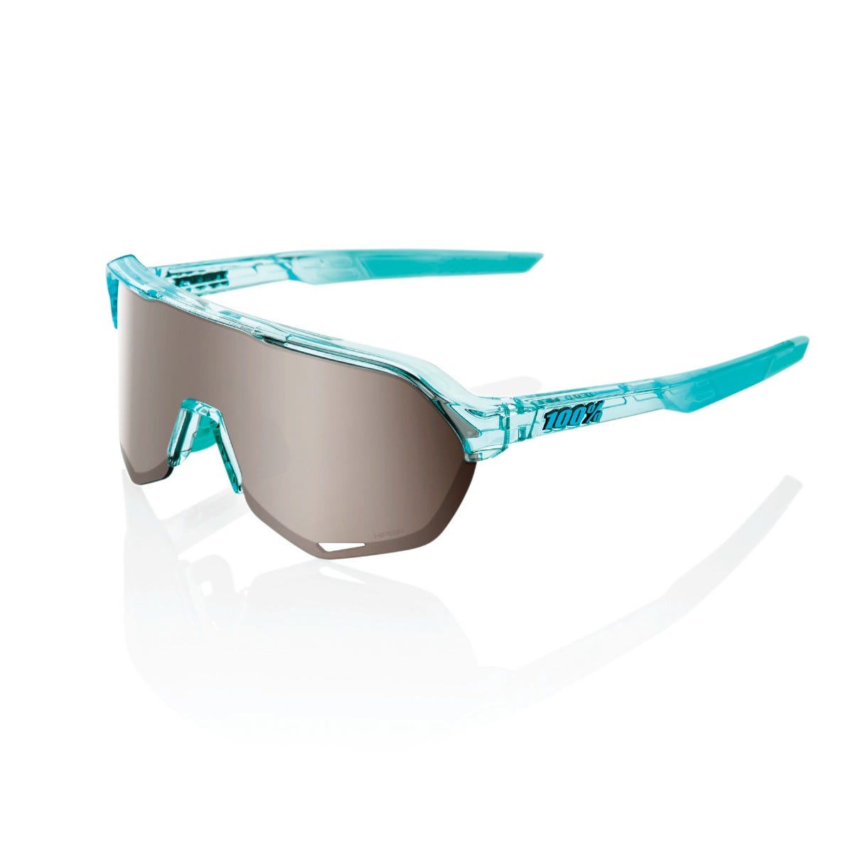 100% S2 Sunglasses Translucent Mint with HiPER Silver Mirror Lens