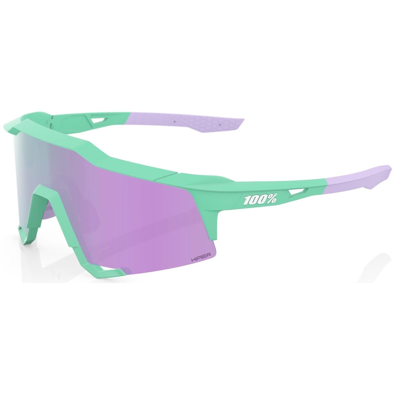 100% Speedcraft Sunglasses Soft Tact Mint - HiPER Lavender Mirror Lens