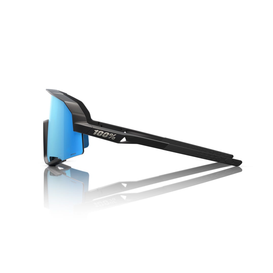 100% Slendale Sunglasses Matte Black HiPER Blue Mirror Lens