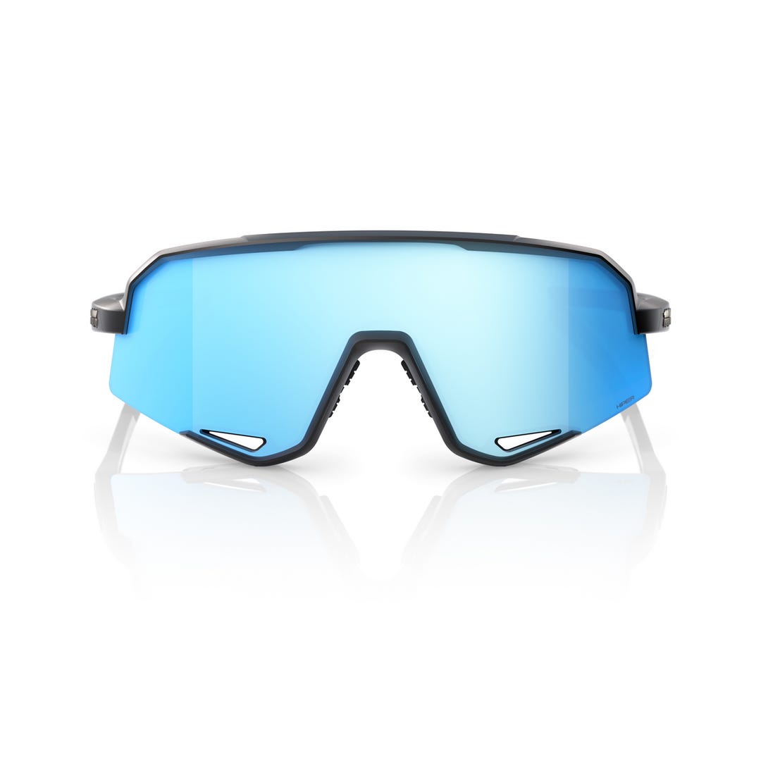 100% Slendale Sunglasses Matte Black HiPER Blue Mirror Lens
