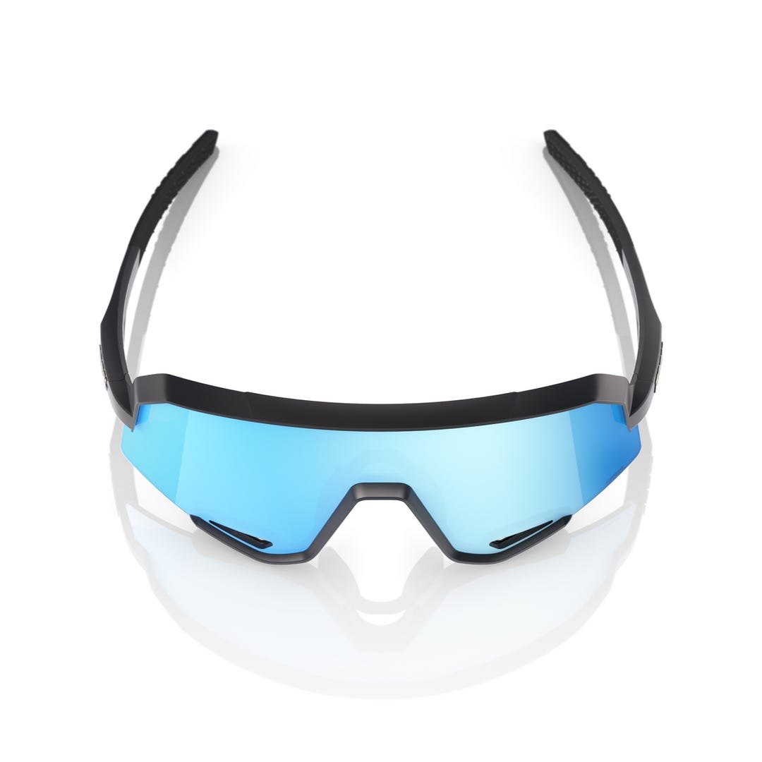 100% Slendale Sunglasses Matte Black HiPER Blue Mirror Lens