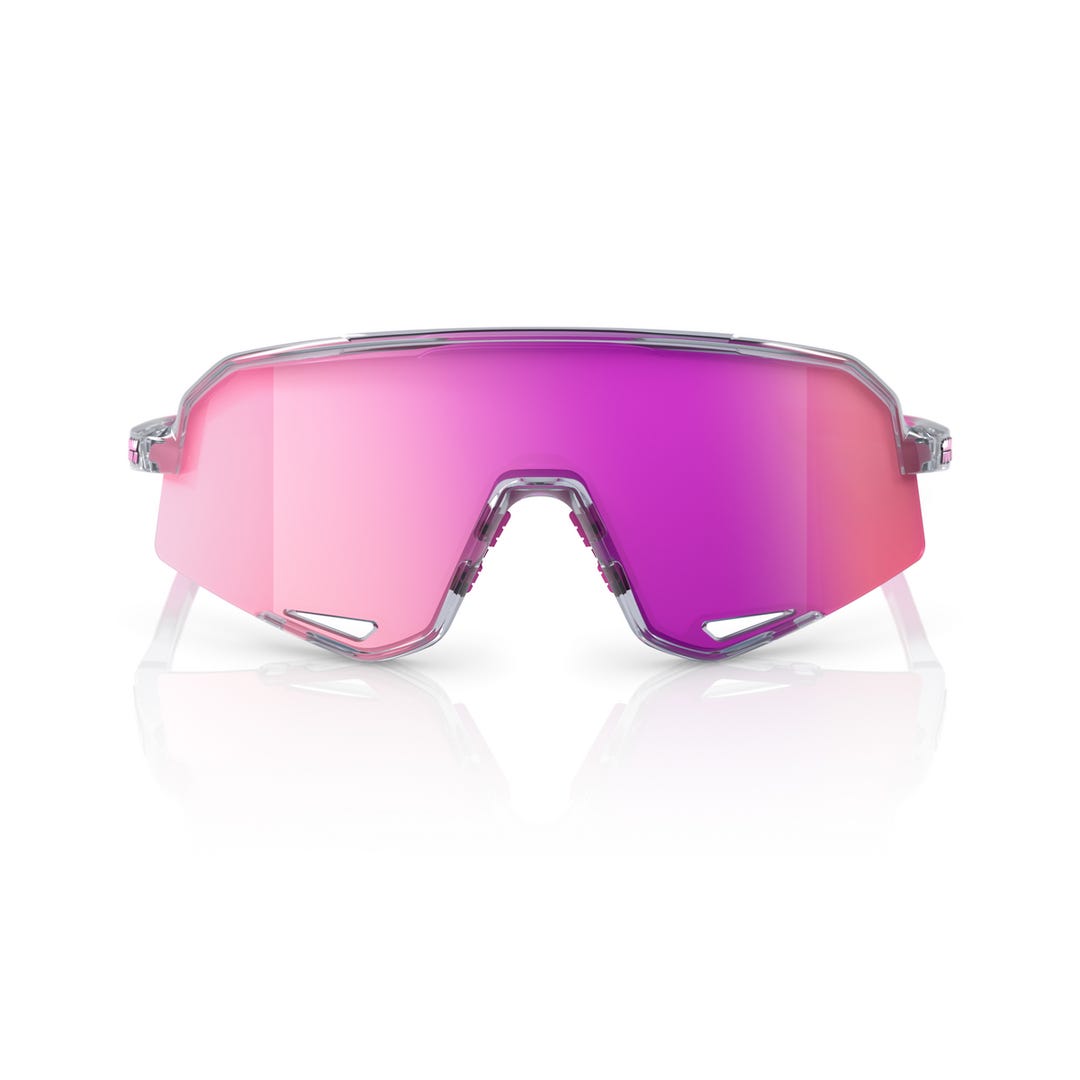 100% Slendale Sunglasses Polished Translucent Grey Purple Mirror Lens