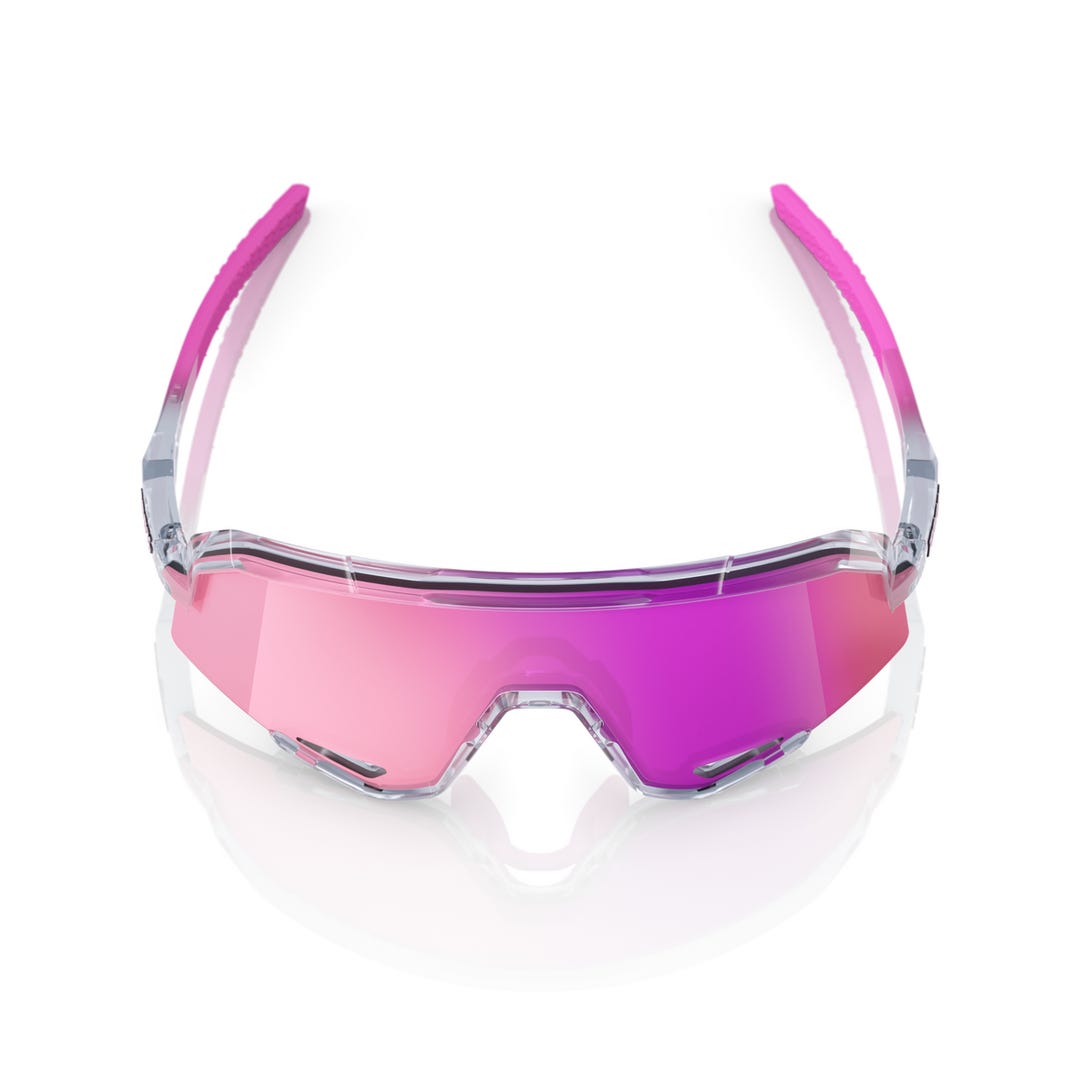100% Slendale Sunglasses Polished Translucent Grey Purple Mirror Lens