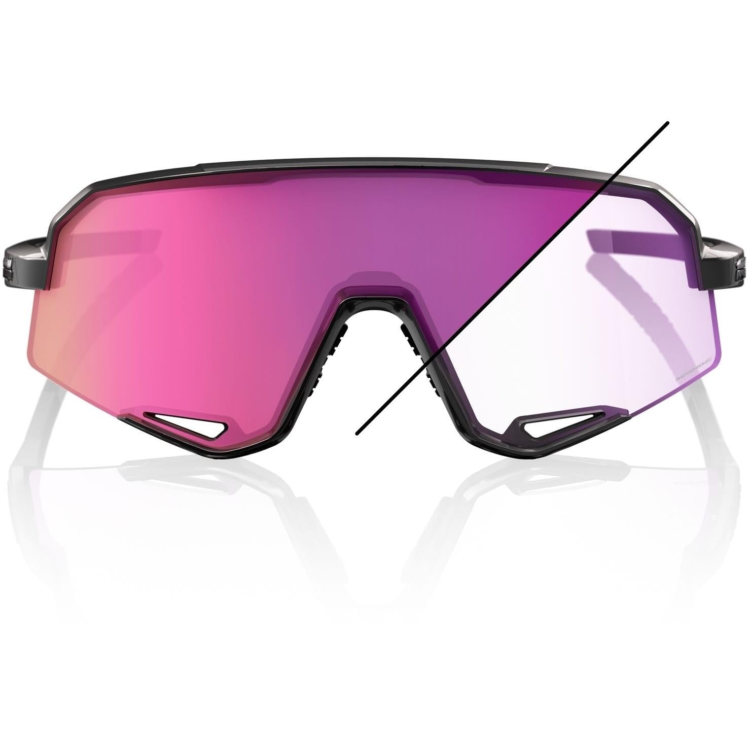 100% Slendale Sunglasses Gloss Black - Photochromic Purple Mirror Lens