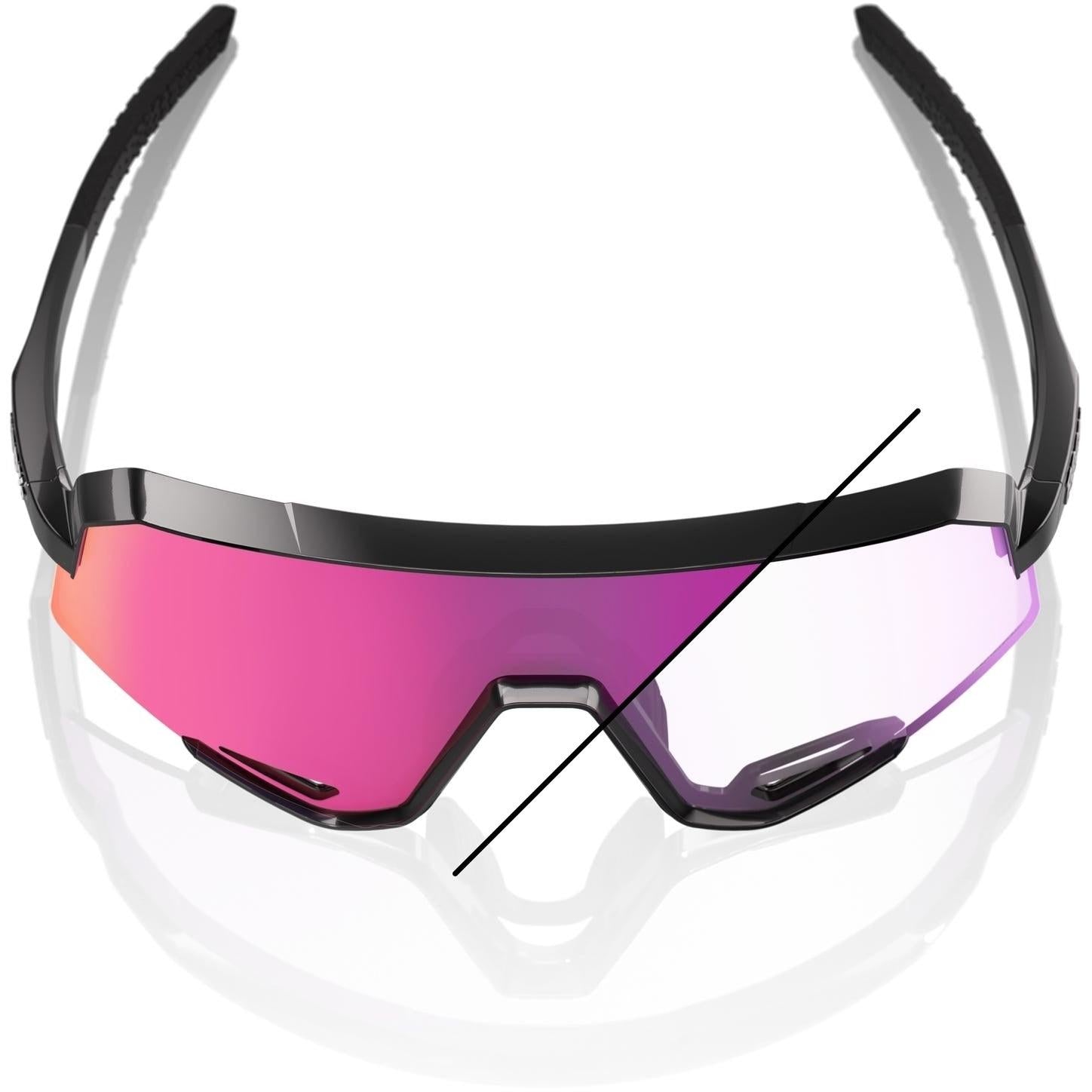 100% Slendale Sunglasses Gloss Black - Photochromic Purple Mirror Lens