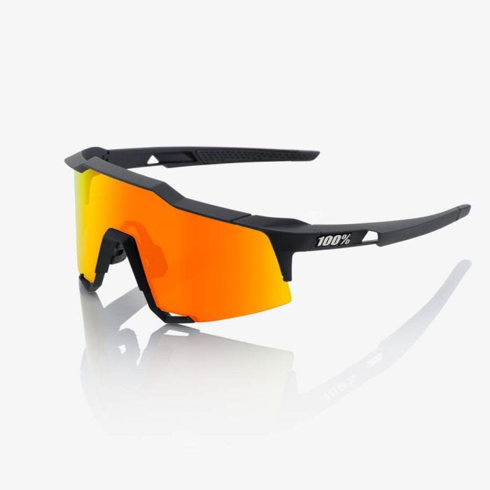 100% Speedcraft Soft Tact Sunglasses Black with HiPER Red Lens