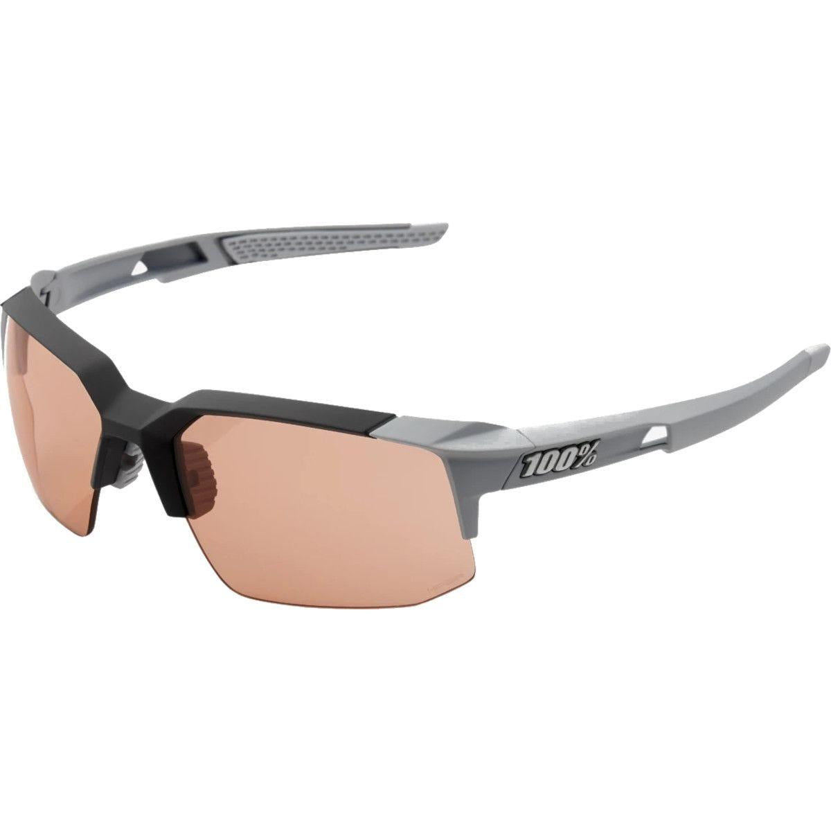 100% Speedcoupe Sunglasses Soft Tact Stone Grey with HiPER Coral Lens