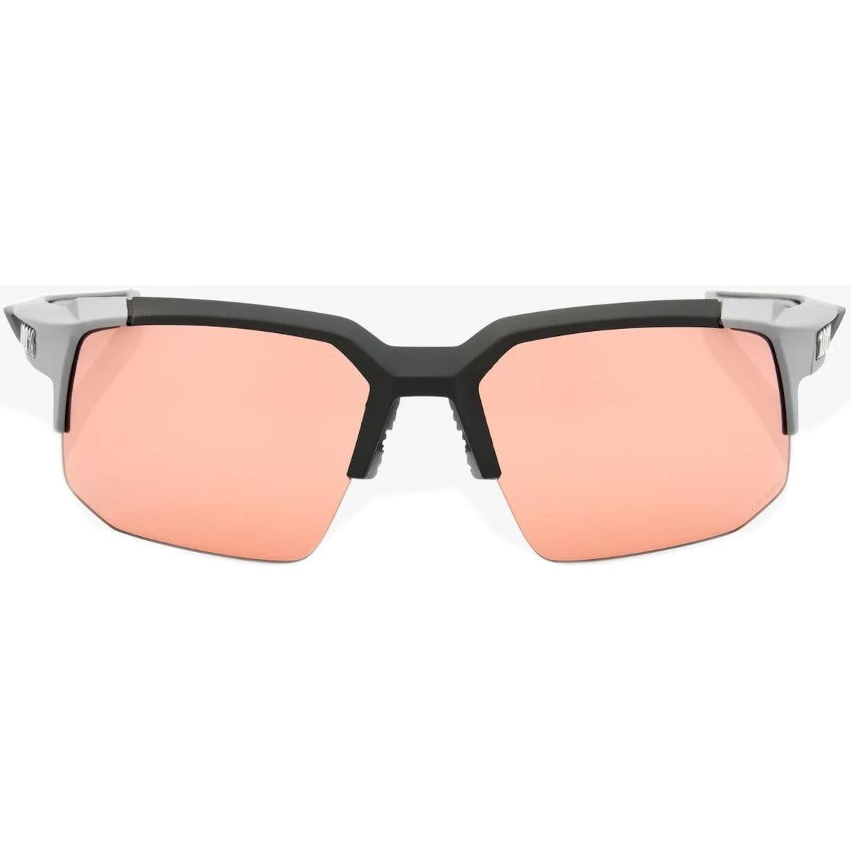 100% Speedcoupe Sunglasses Soft Tact Stone Grey with HiPER Coral Lens