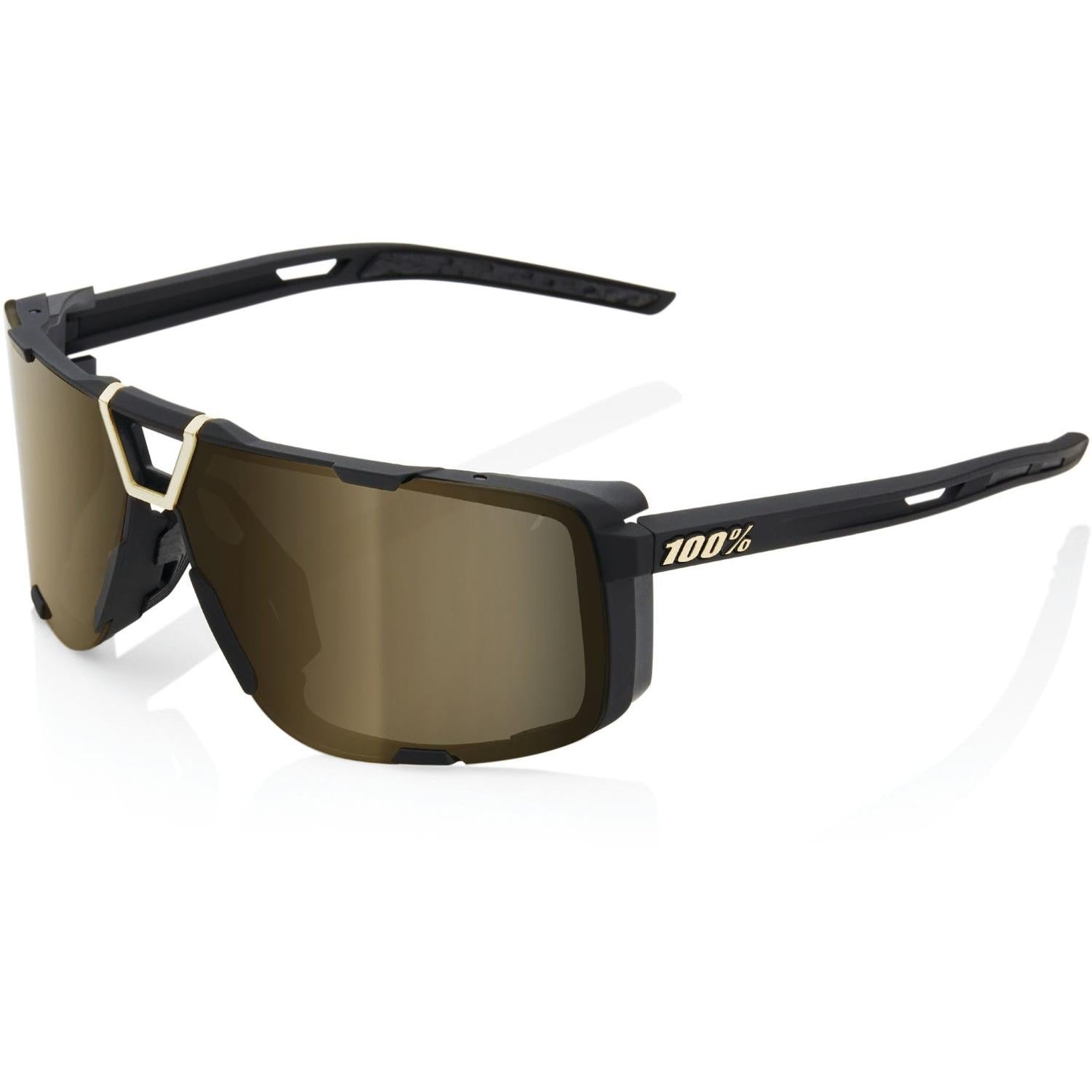 100% Eastcraft Sunglasses Soft Tact Black with Soft Gold Mirror Lens
