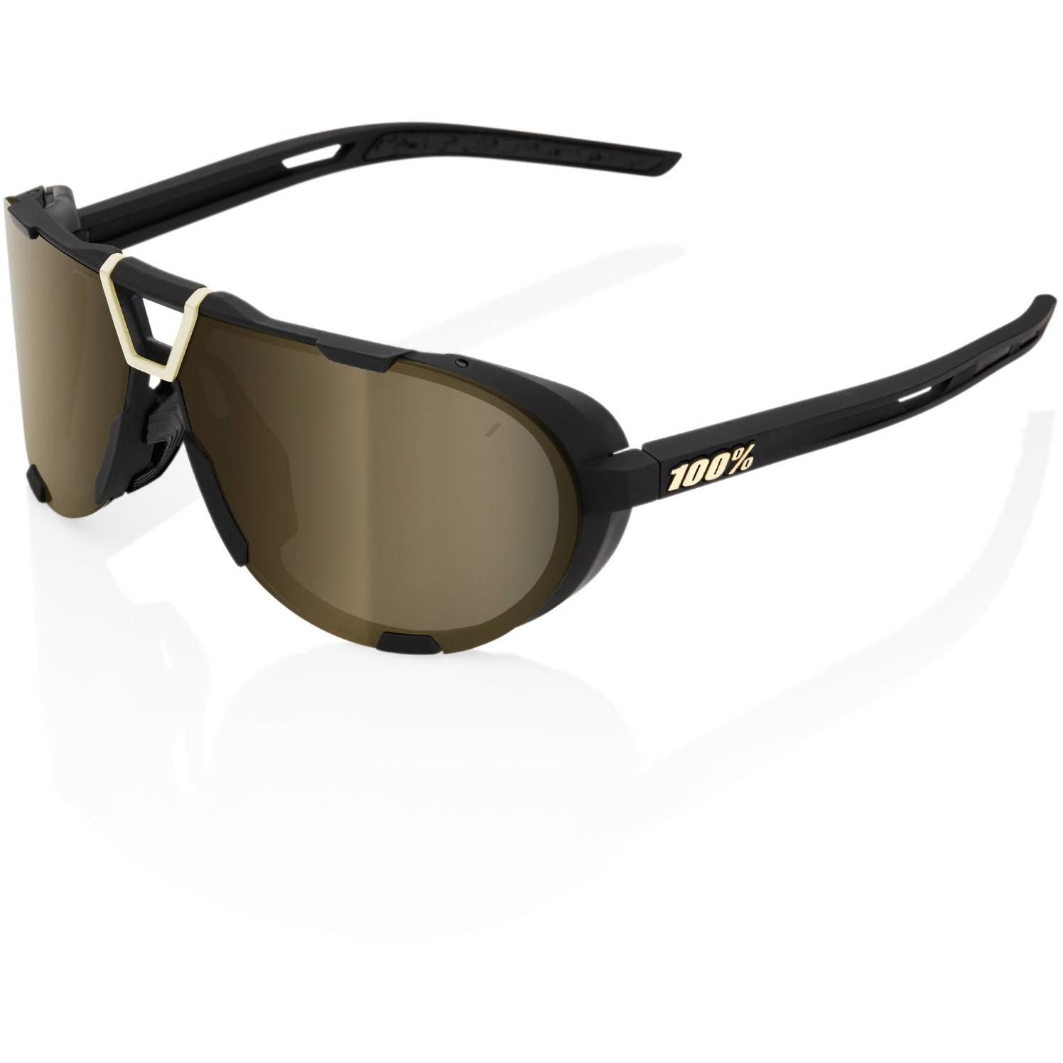 100% Westcraft Sunglasses Soft Tact Black with Soft Gold Mirror Lens