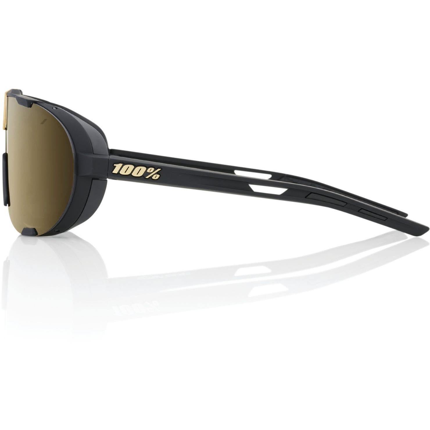 100% Westcraft Sunglasses Soft Tact Black with Soft Gold Mirror Lens