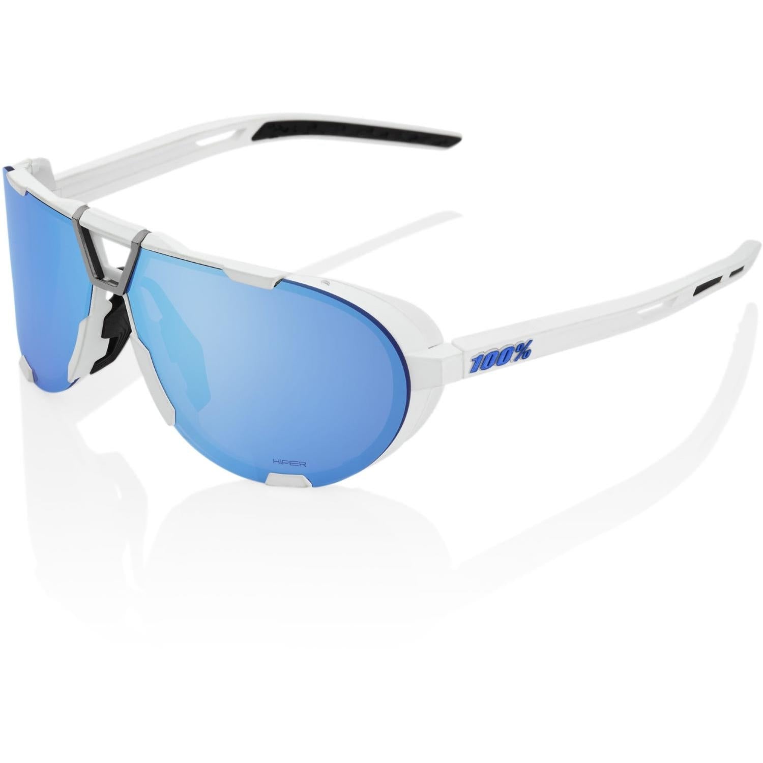 100% Westcraft Sunglasses Soft Tact White with HiPER Blue Lens