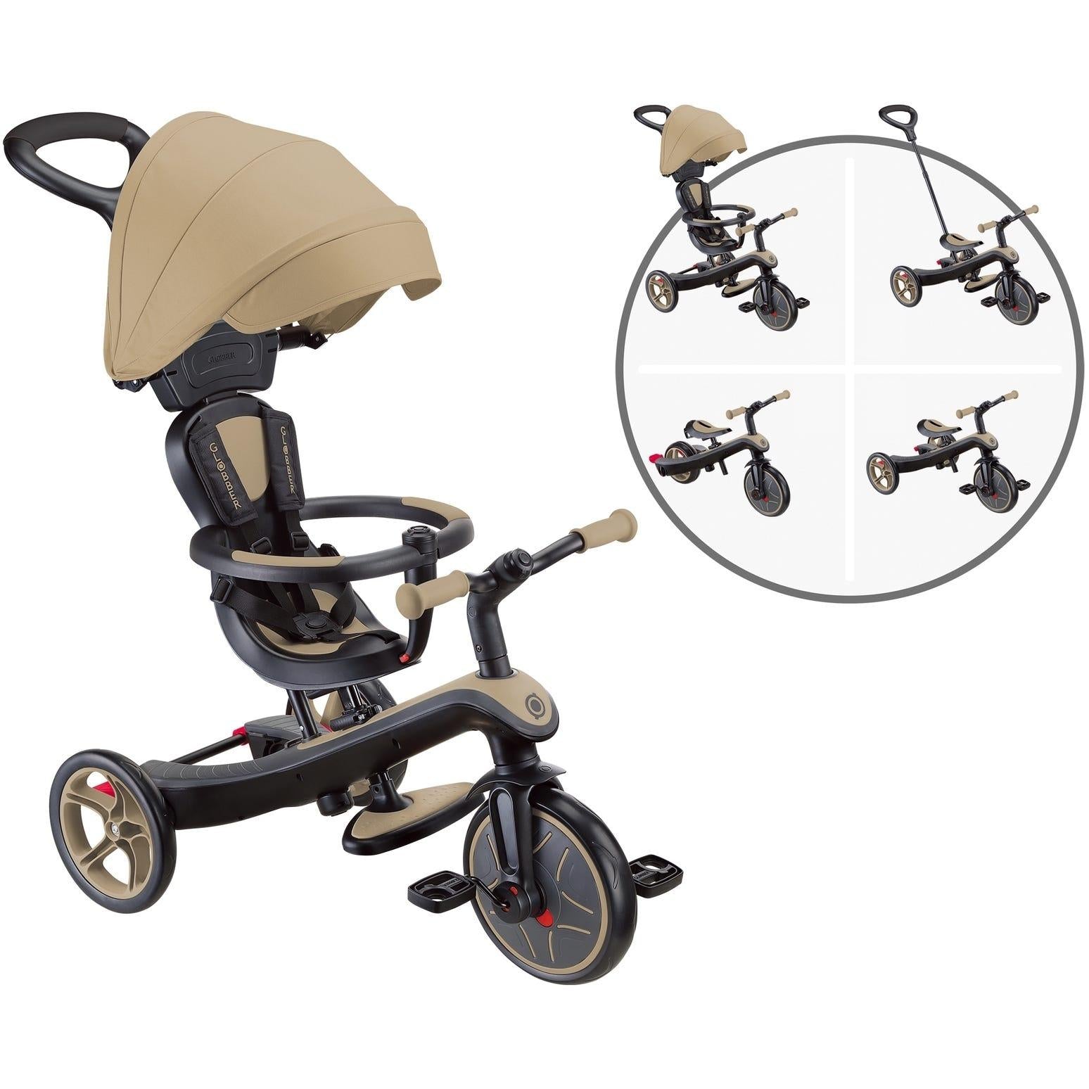 Globber Explorer 4in1 Kids Trike w/ Folding Canopy Sand