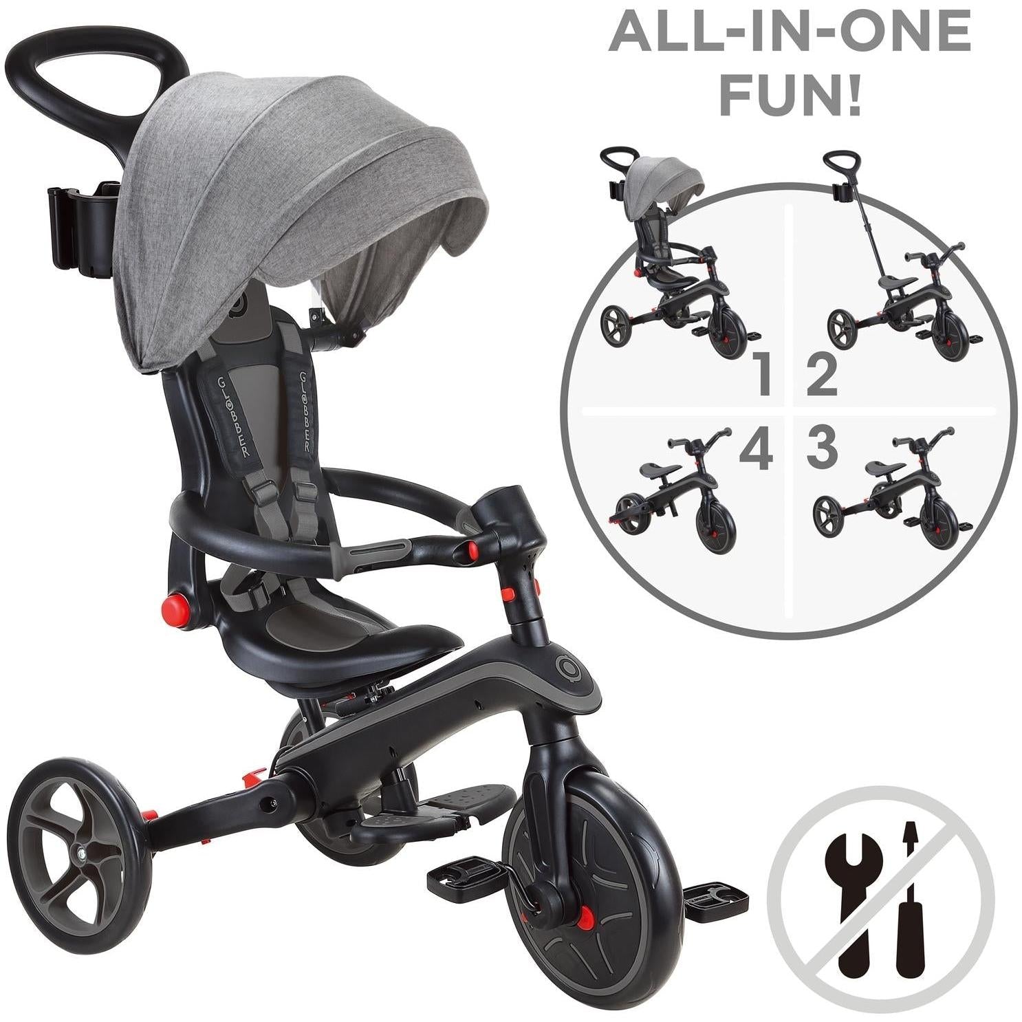 Globber Explorer Foldable 4in1 Kids Trike Black/Grey