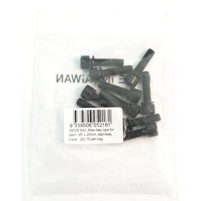 M5 Stem Bolt 20mm Allen Key Type Stainless Steel Black (Bag of 10)